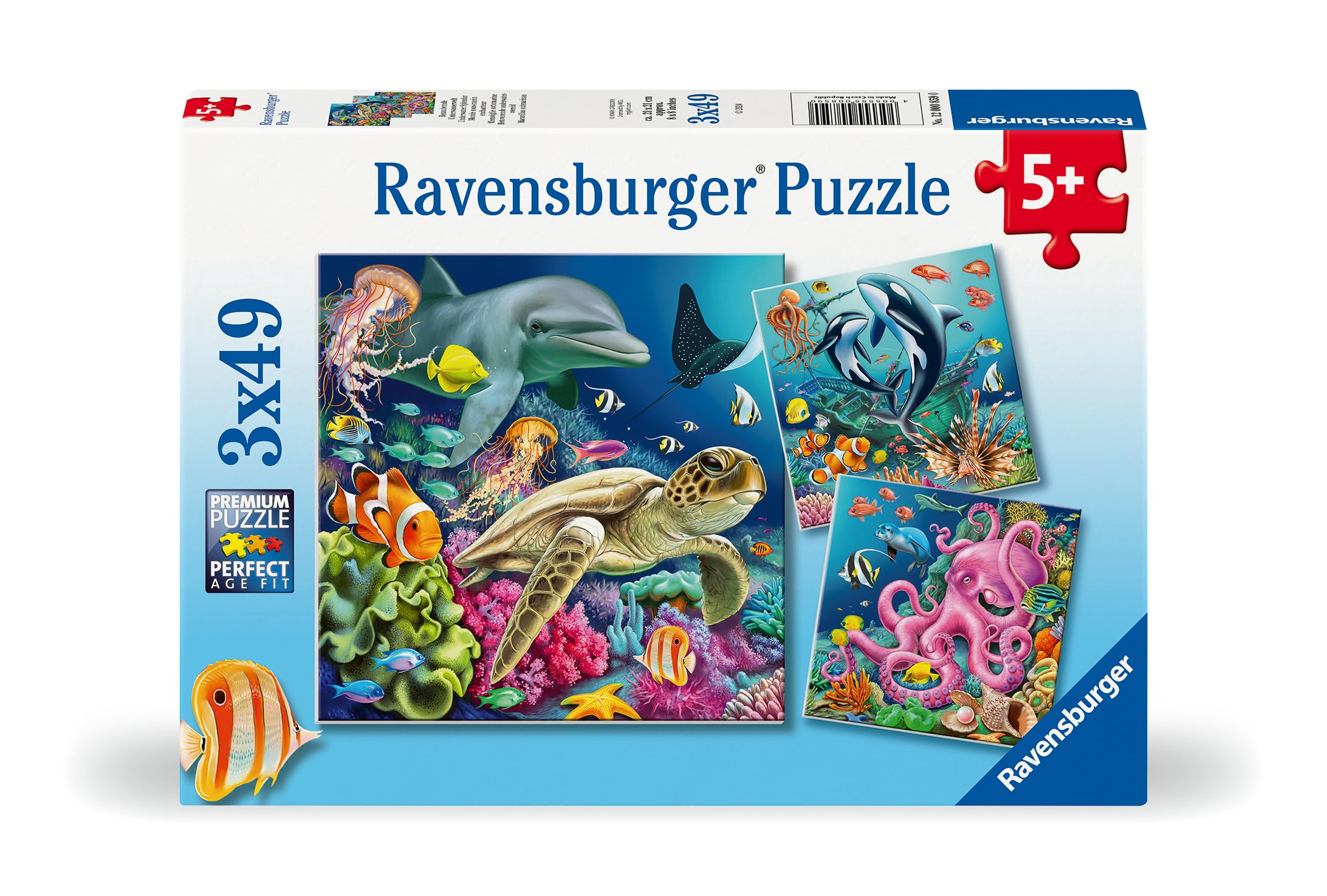 Ravensburger Underwater Sealife Adventure Jigsaw Puzzles - 3 x 49 Pieces | Ages 5+ | FSC Certified