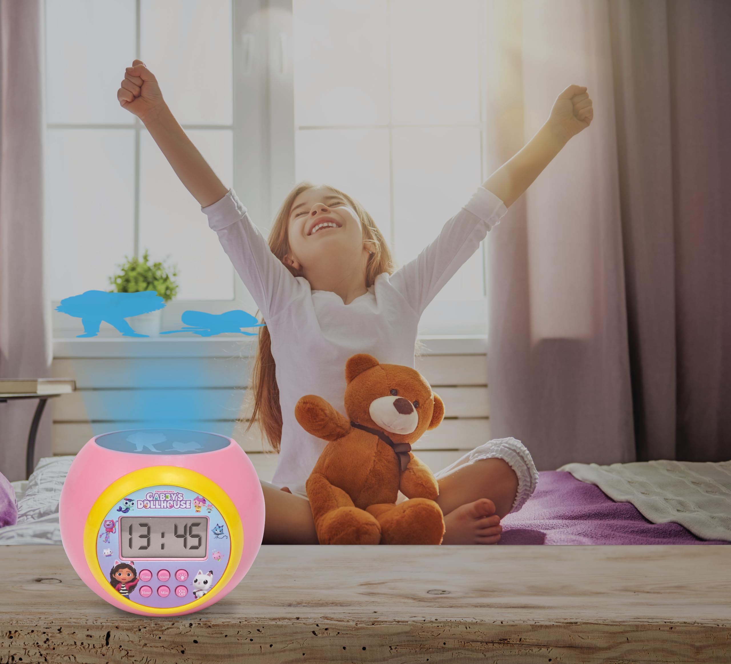 Gabby's Dollhouse Projector Alarm Clock with Nightlight - Pink 5