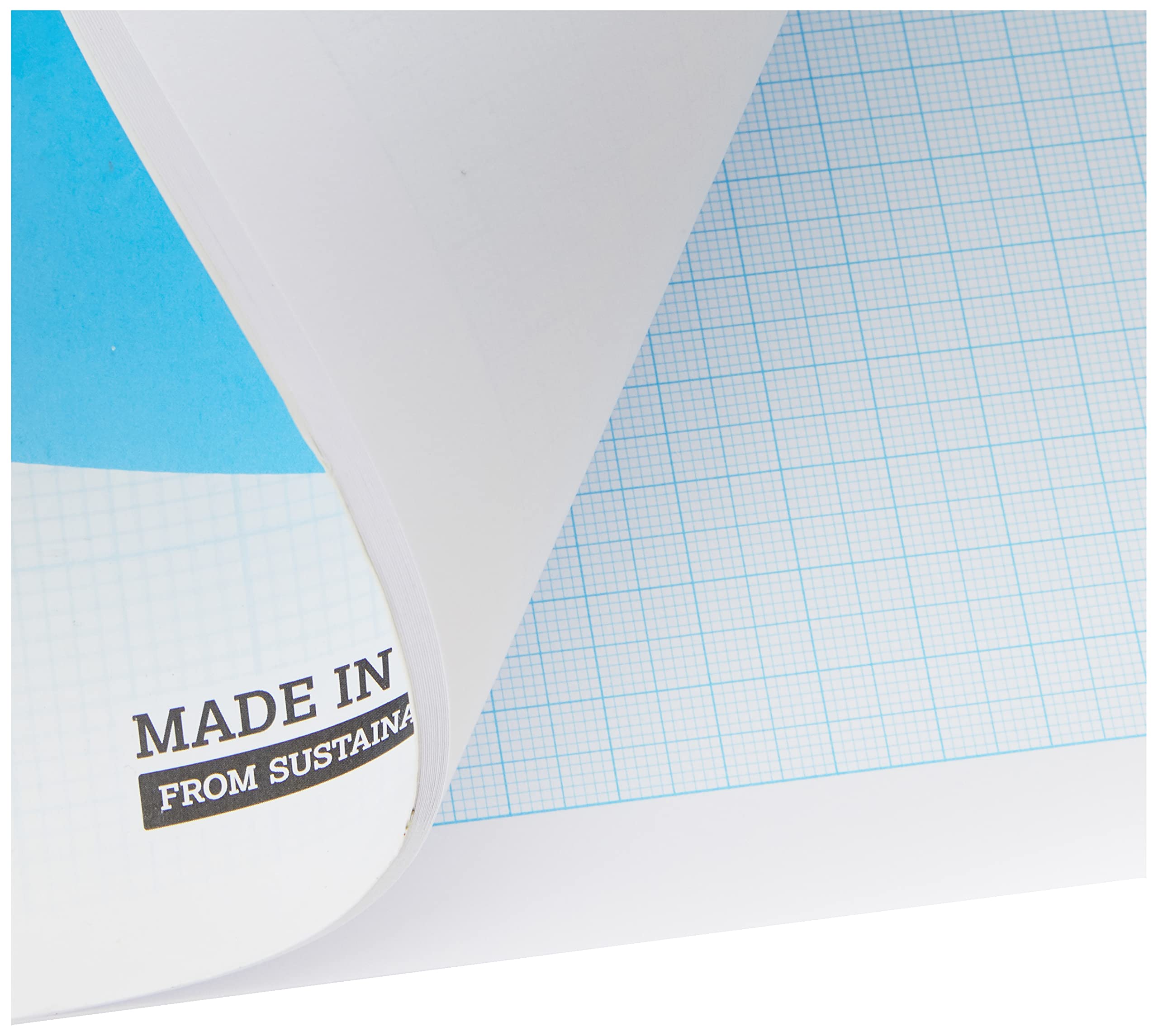 Silvine A3 Graph Pad - 50 Sheets, 90gsm Quality Paper, 1-5-10mm Grid | Blue 3