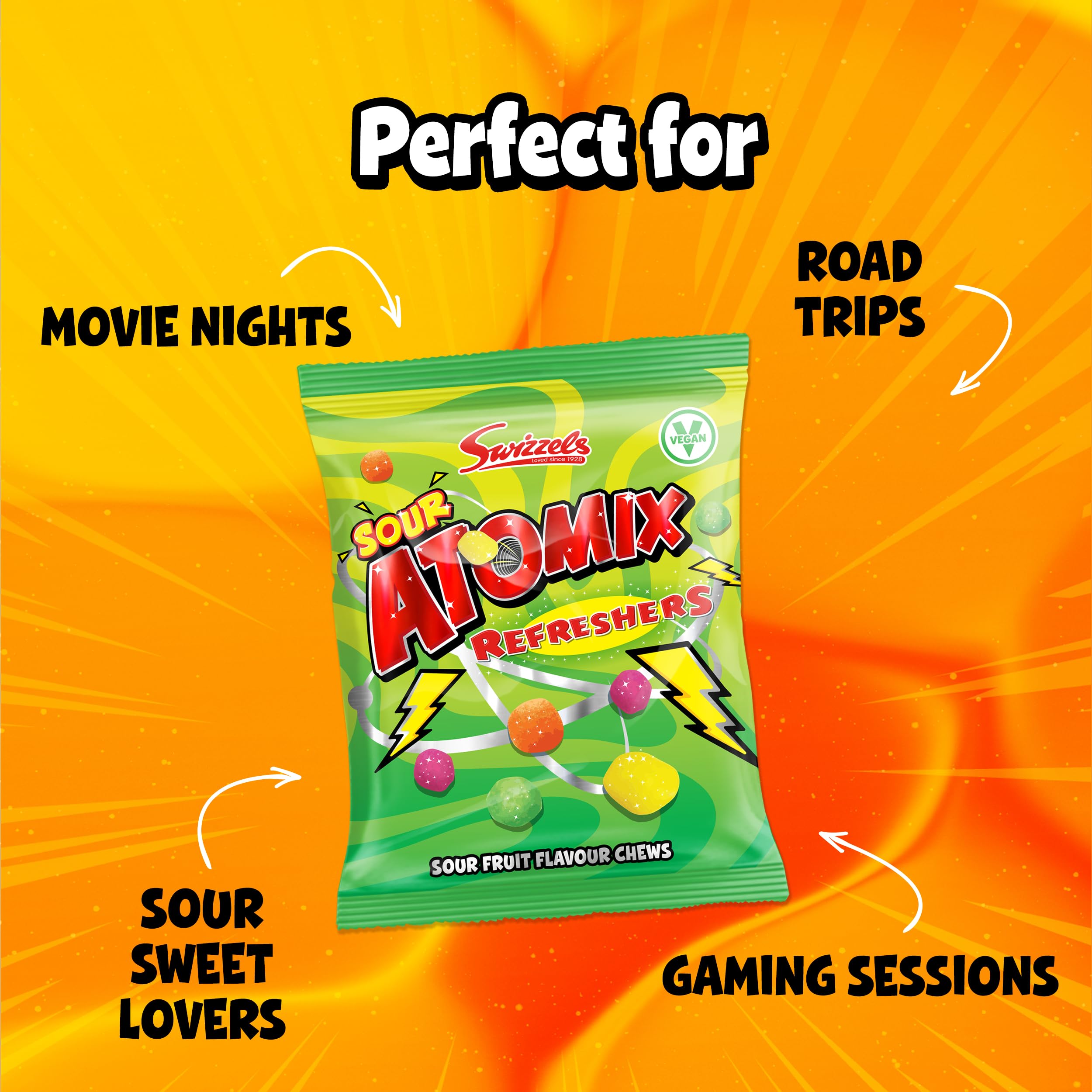 Swizzels Sour Atomix Refreshers - Tangy Fruit Flavour Chewy Sweets | 110g Bag 3