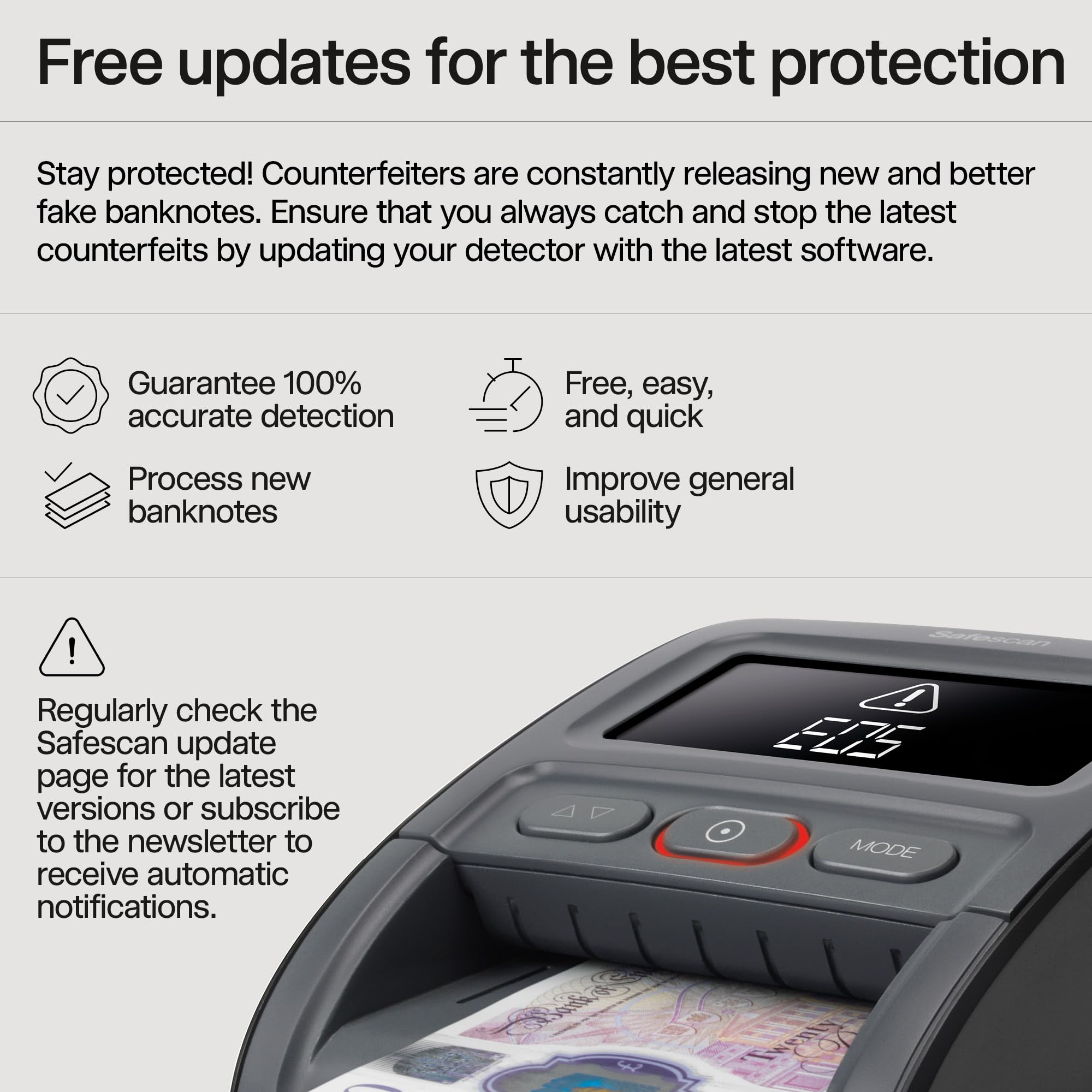 Safescan 155-S Note Counter - Verifies GBP, EUR, SCT, NIR | Compact POS Design | Black 4