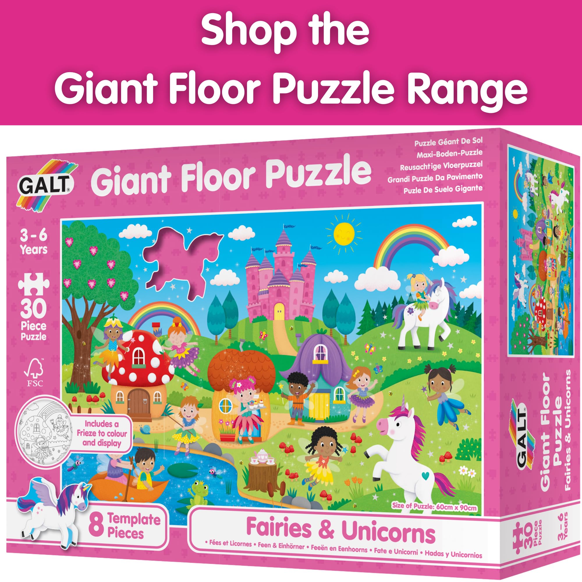 Galt Giant Floor Jigsaw Puzzle Fairies and Unicorns - 30-Piece Educational Puzzle for Kids Ages 3-6 13
