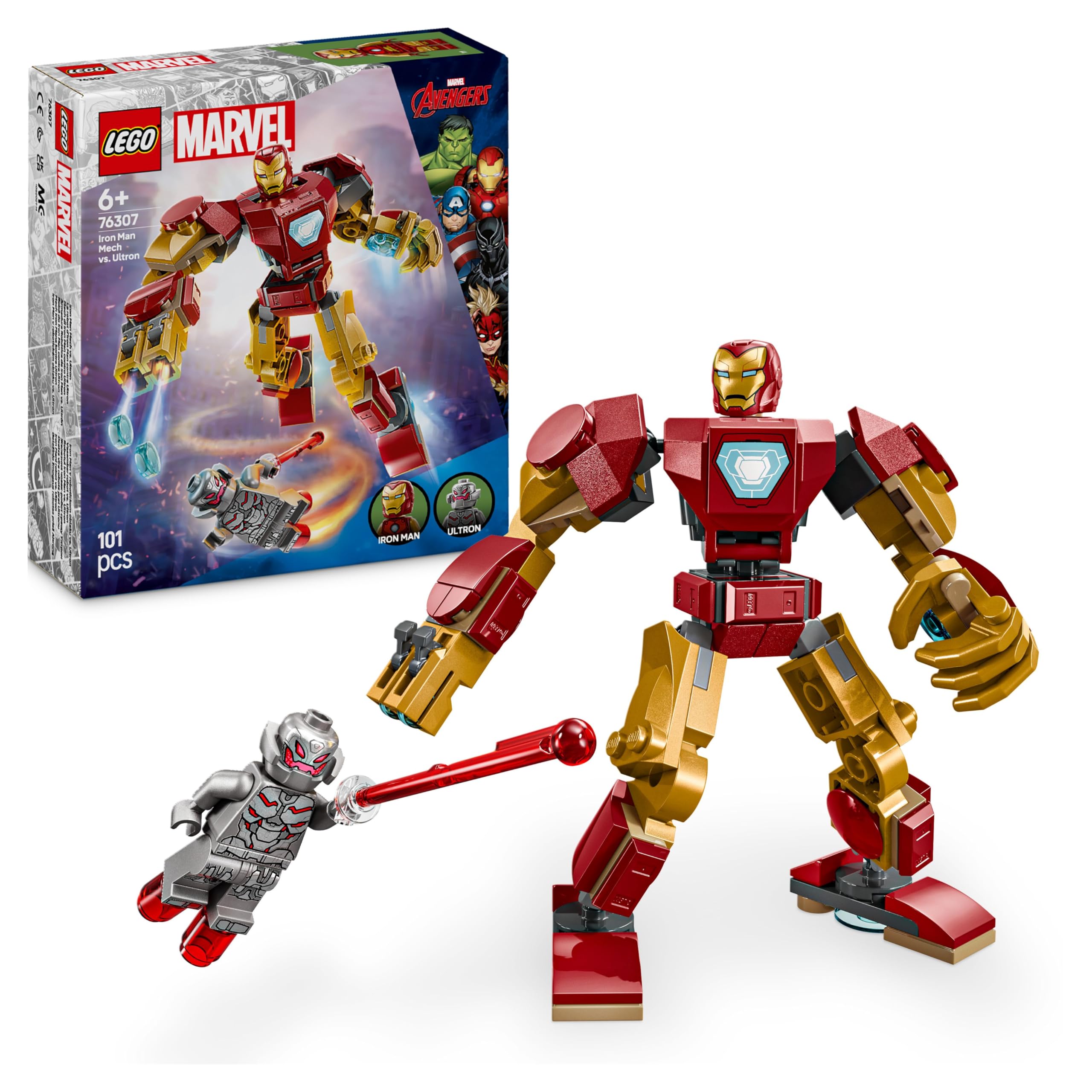 LEGO Marvel Iron Man Mech vs. Ultron - Buildable Super Hero Playset for Kids 6+ 1
