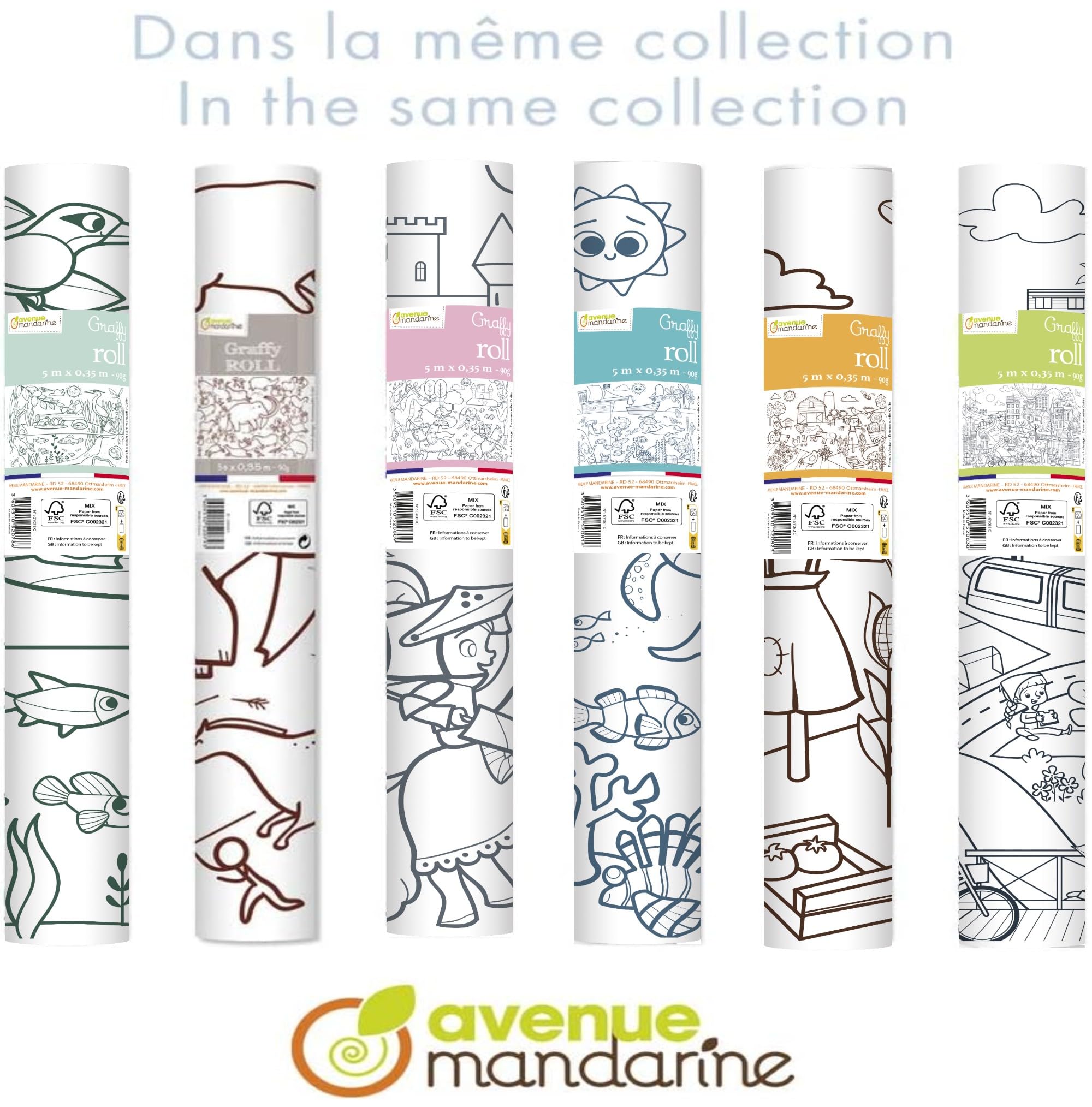 Avenue Mandarine Graffy Roll Colouring Poster - Pirates & Mermaids | 5m Roll | 90gsm Paper 3