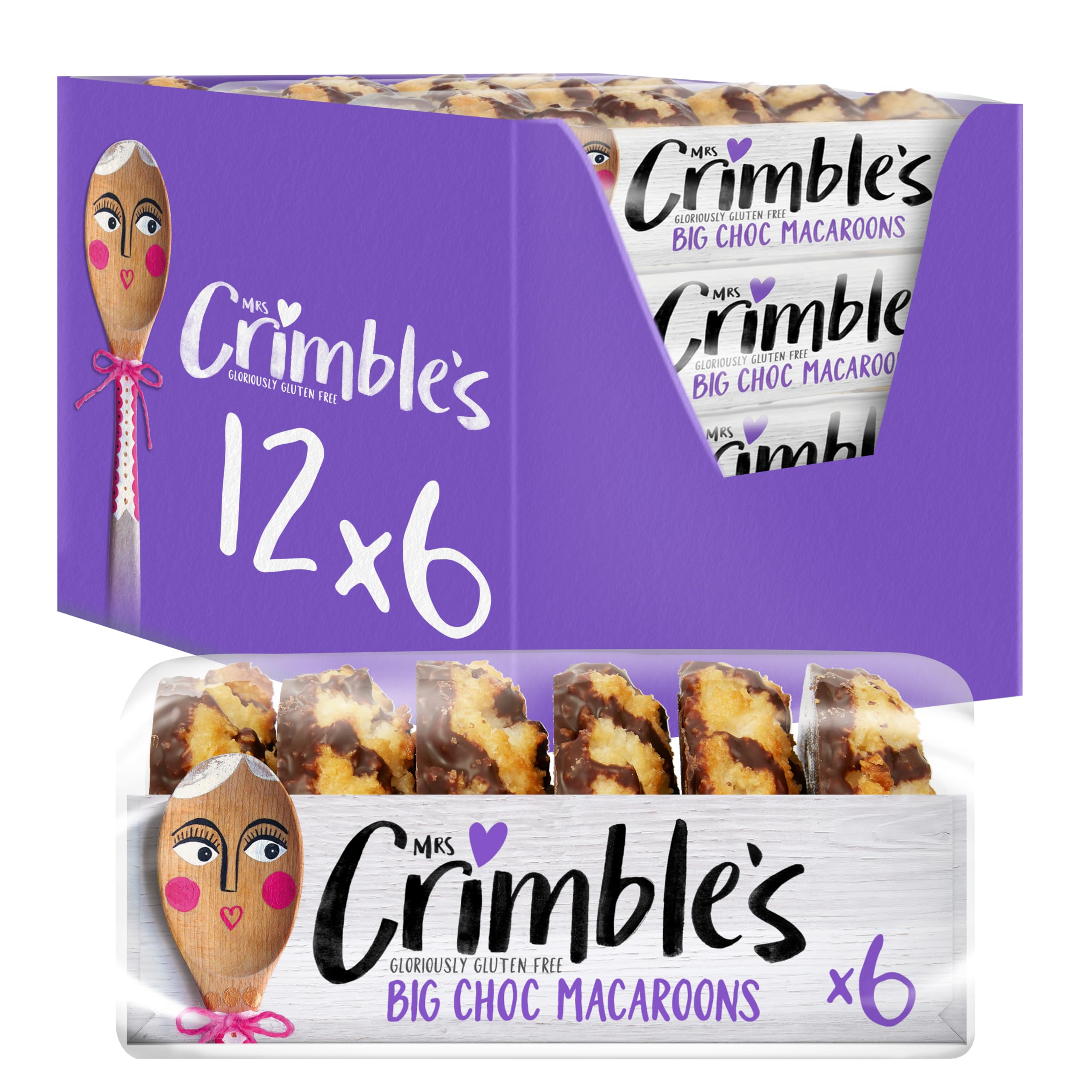 Mrs Crimbles 6 Large Chocolate Macaroons, 195g - Gluten Free, Moist Coconut Cookies with Cocoa 6