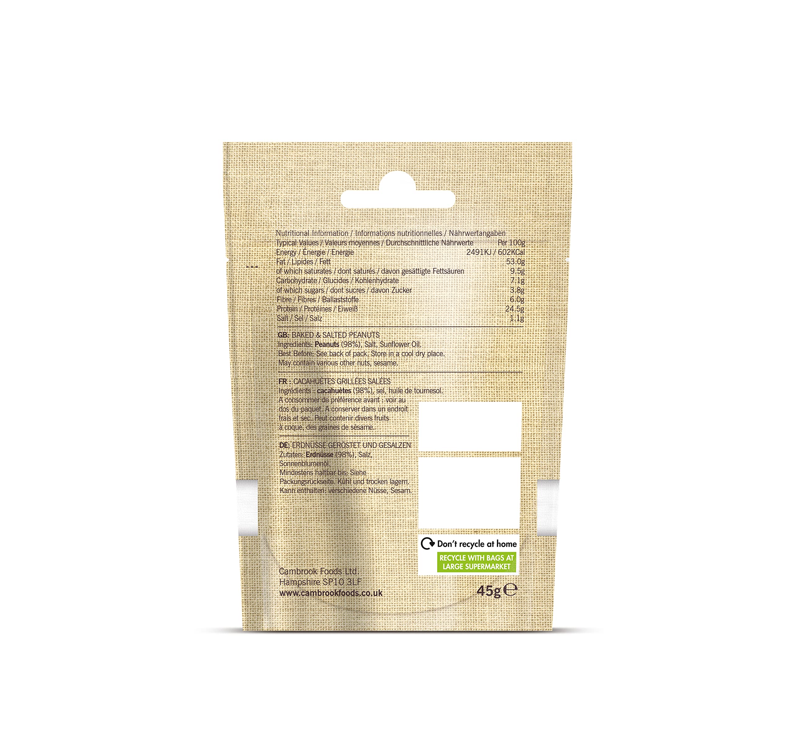 Cambrook Baked & Salted Peanuts 45g 3