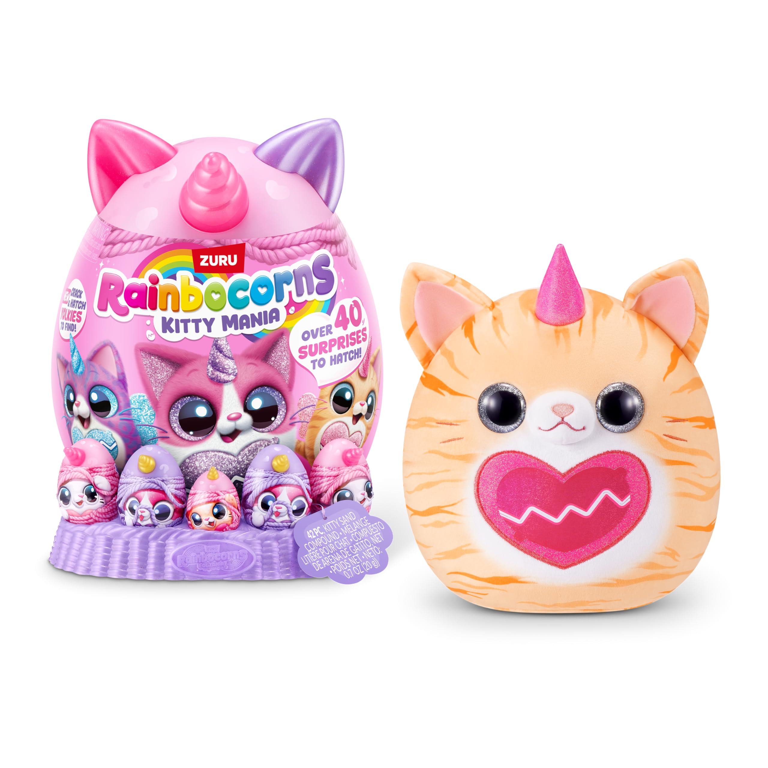 Rainbocorns Kitty Mania Orange Cat (POUNCEKIN) - Plush Hug-to-Hatch Collectible with 40+ Surprises, Ages 3+ 8