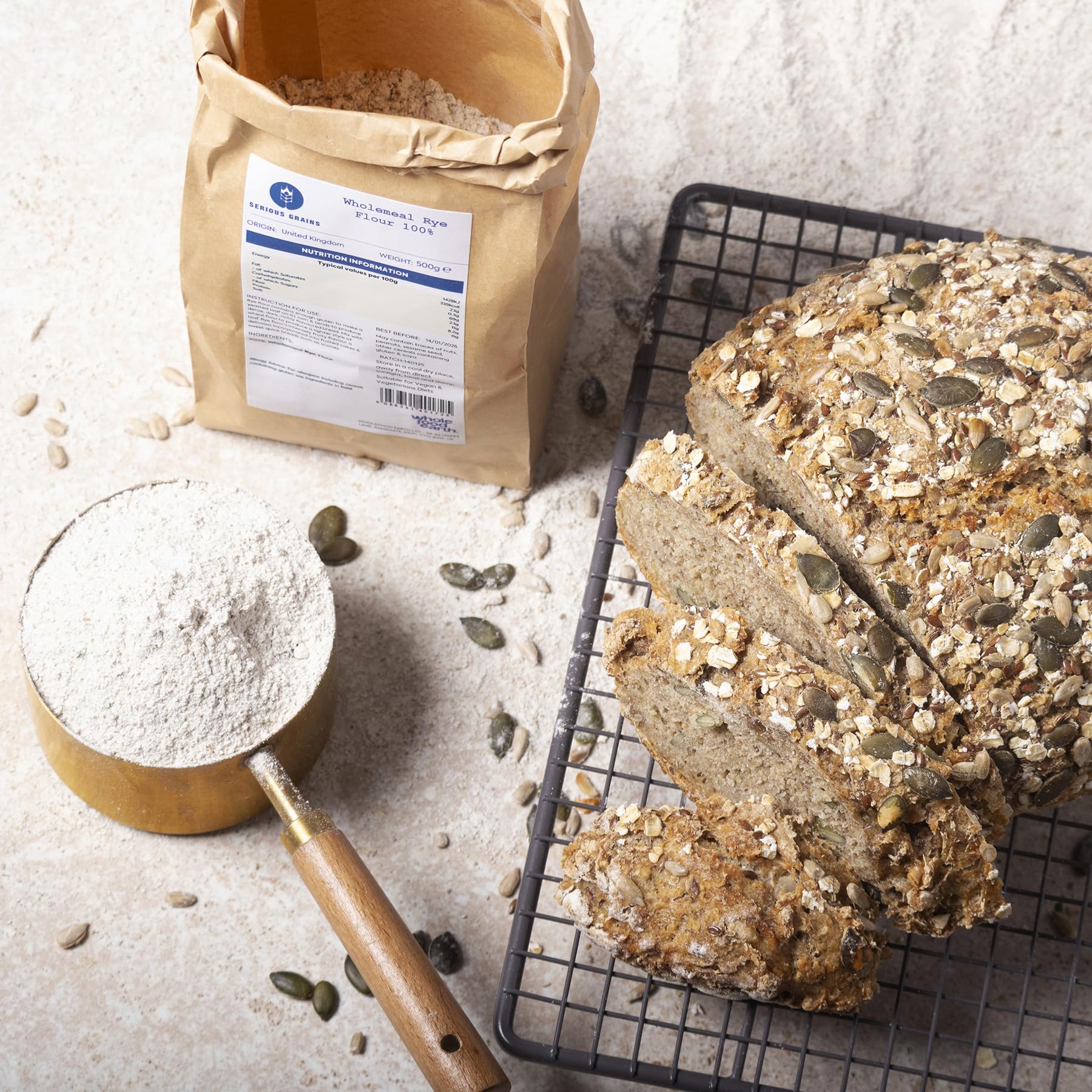 Wholefood Earth 100% Wholemeal Rye Flour Stoneground 500g 8
