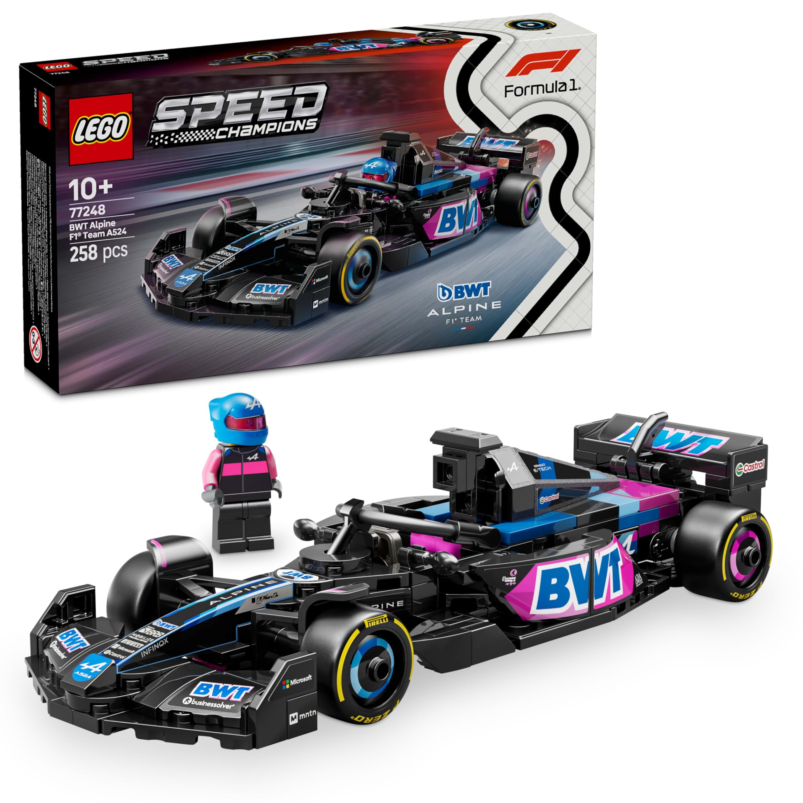 LEGO Speed Champions BWT Alpine F1 Team A524 Race Car Toy - Building Set for 10+ with Minifigure 1