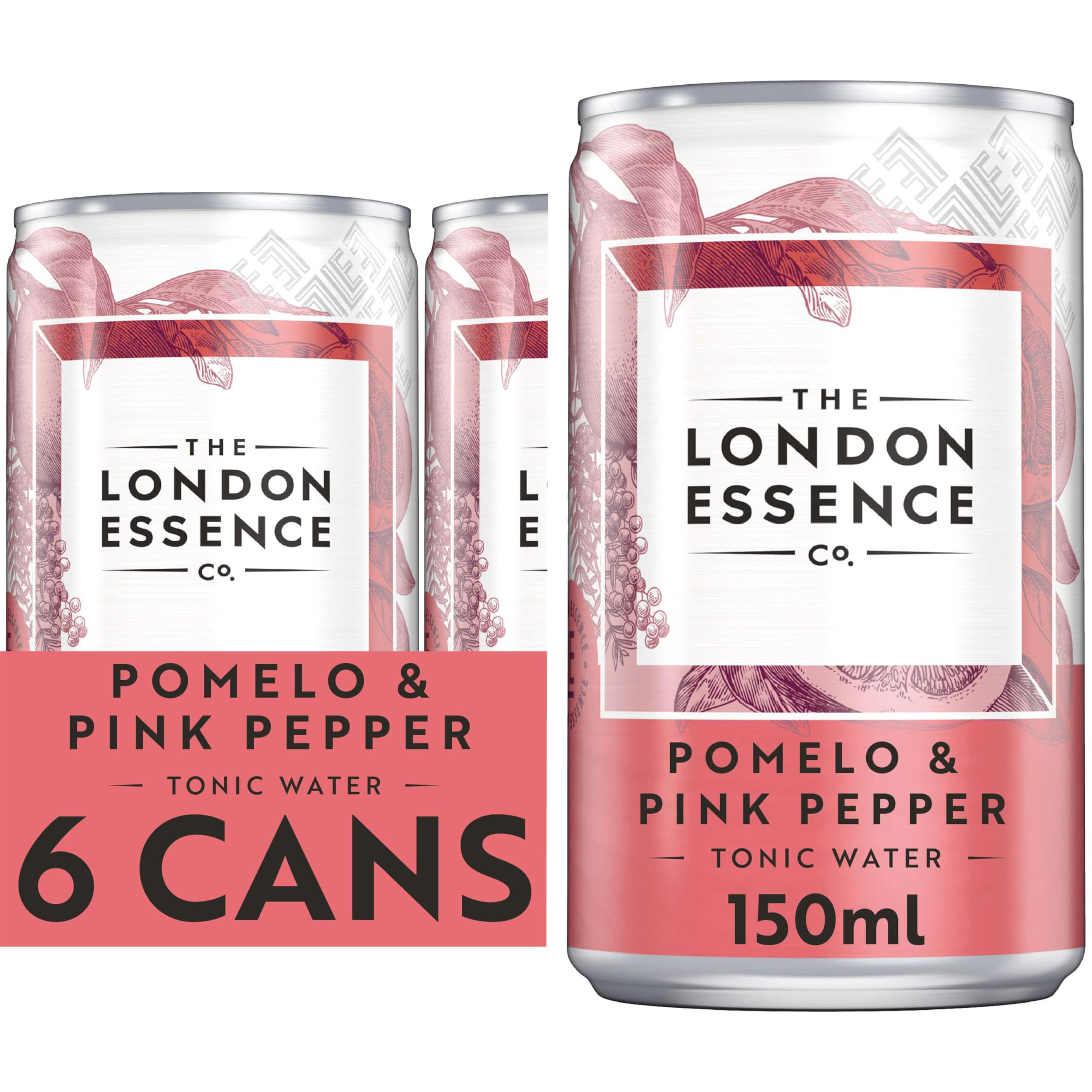 THE LONDON ESSENCE CO. Pomelo & Pink Pepper Tonic Water Mixer | Low Calorie | Pack of 6 (150 ml)