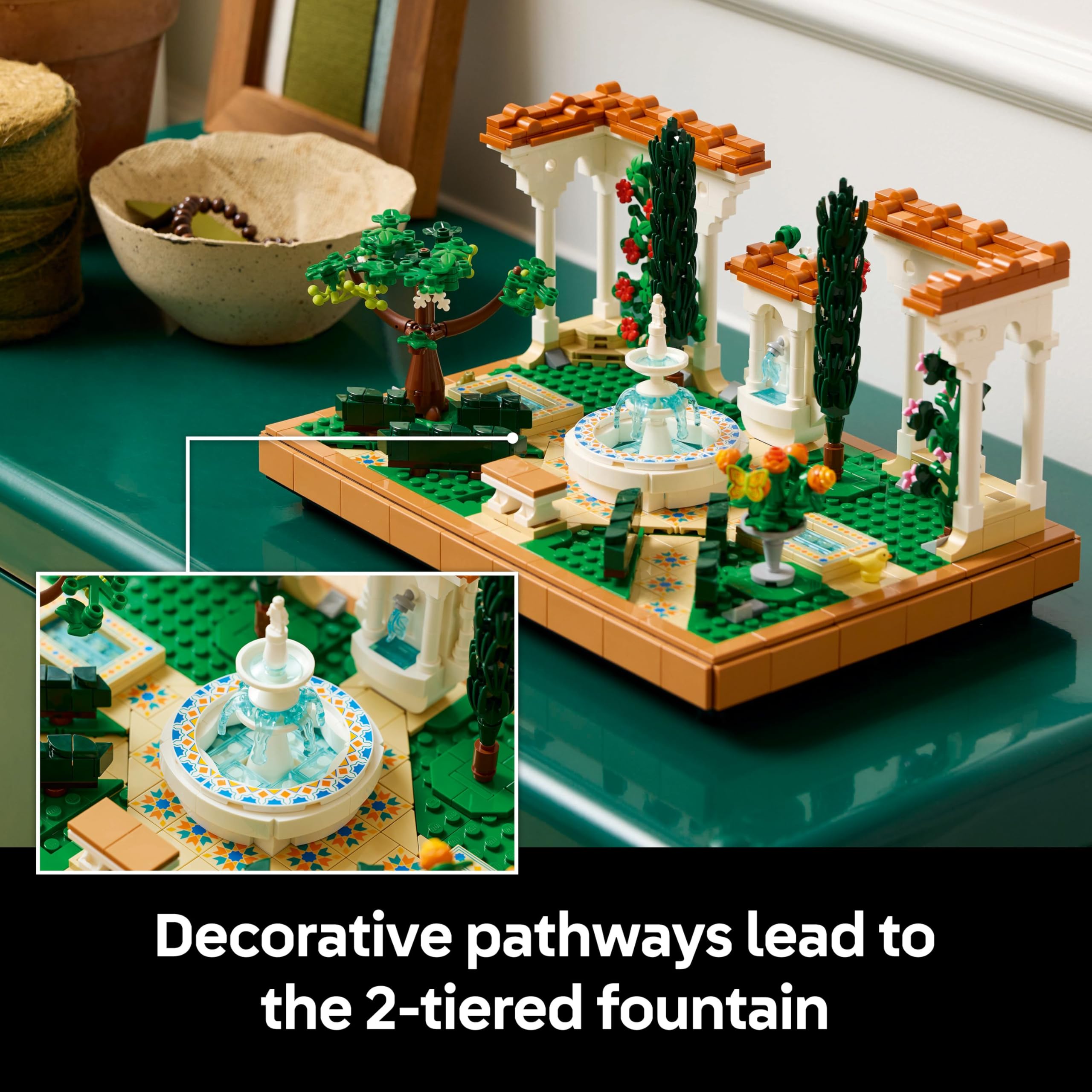 LEGO Icons Fountain Garden Building Set - 1302-Piece Decor Model for Adults 10