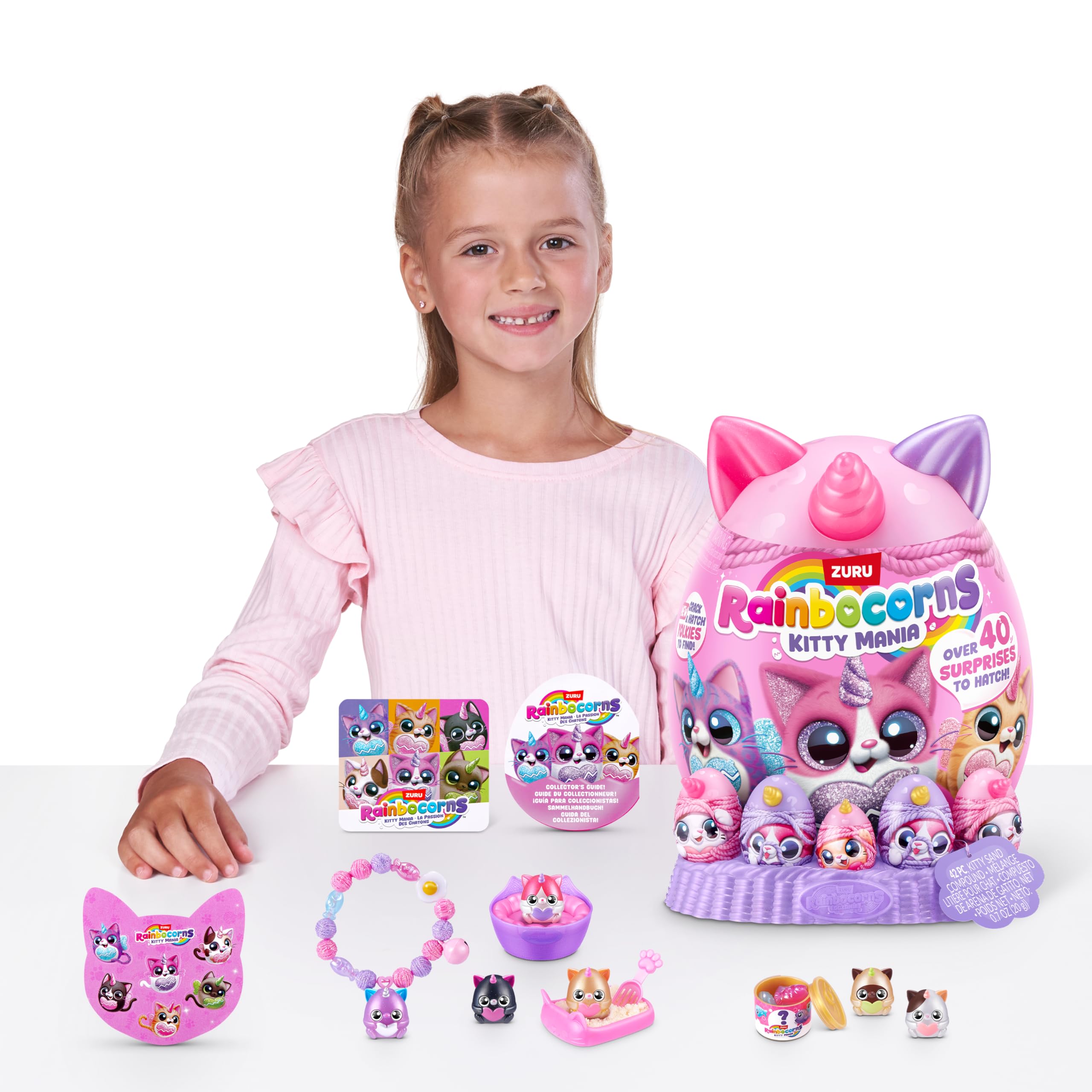 Rainbocorns Kitty Mania Plush Toy - Purrl Cat | 40+ Surprises | Ages 3+ 8
