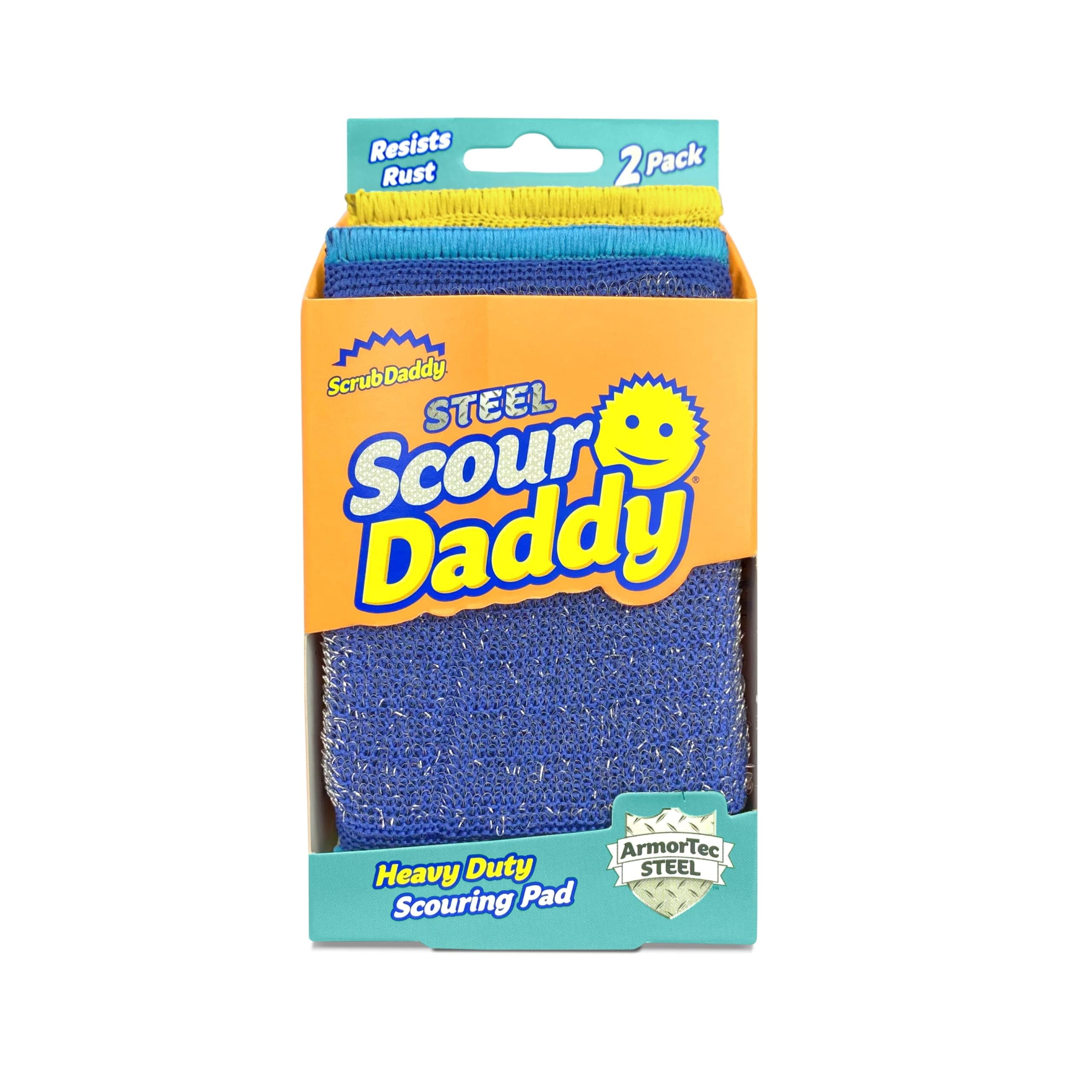 Scrub Daddy Scour Daddy Steel Scouring Pads - Heavy Duty Steel Mesh for Grime | 2 Pack