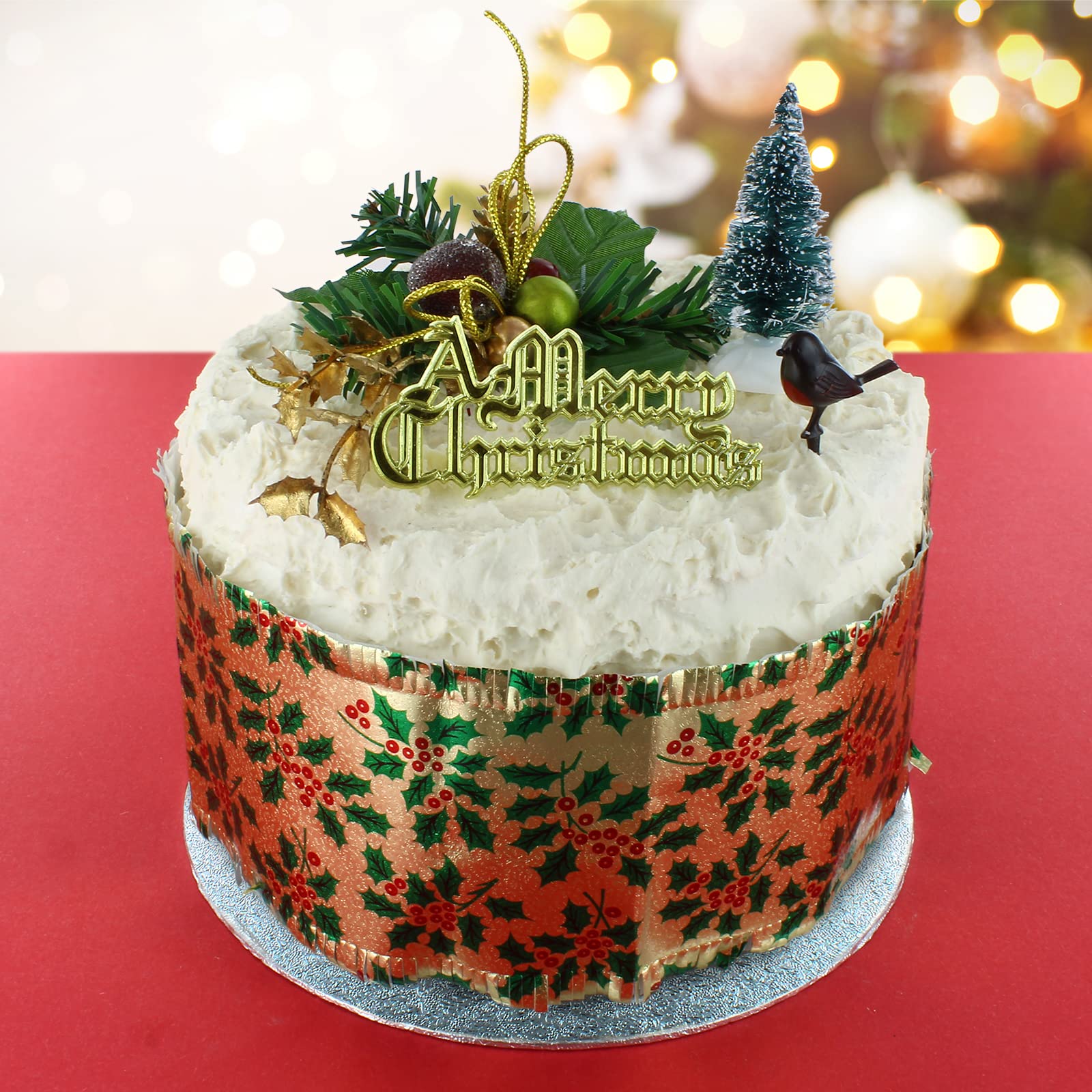 Culpitt Classic Gold Christmas Cake Decoration Kit - 5-Piece Reusable Cake Toppers Set 7