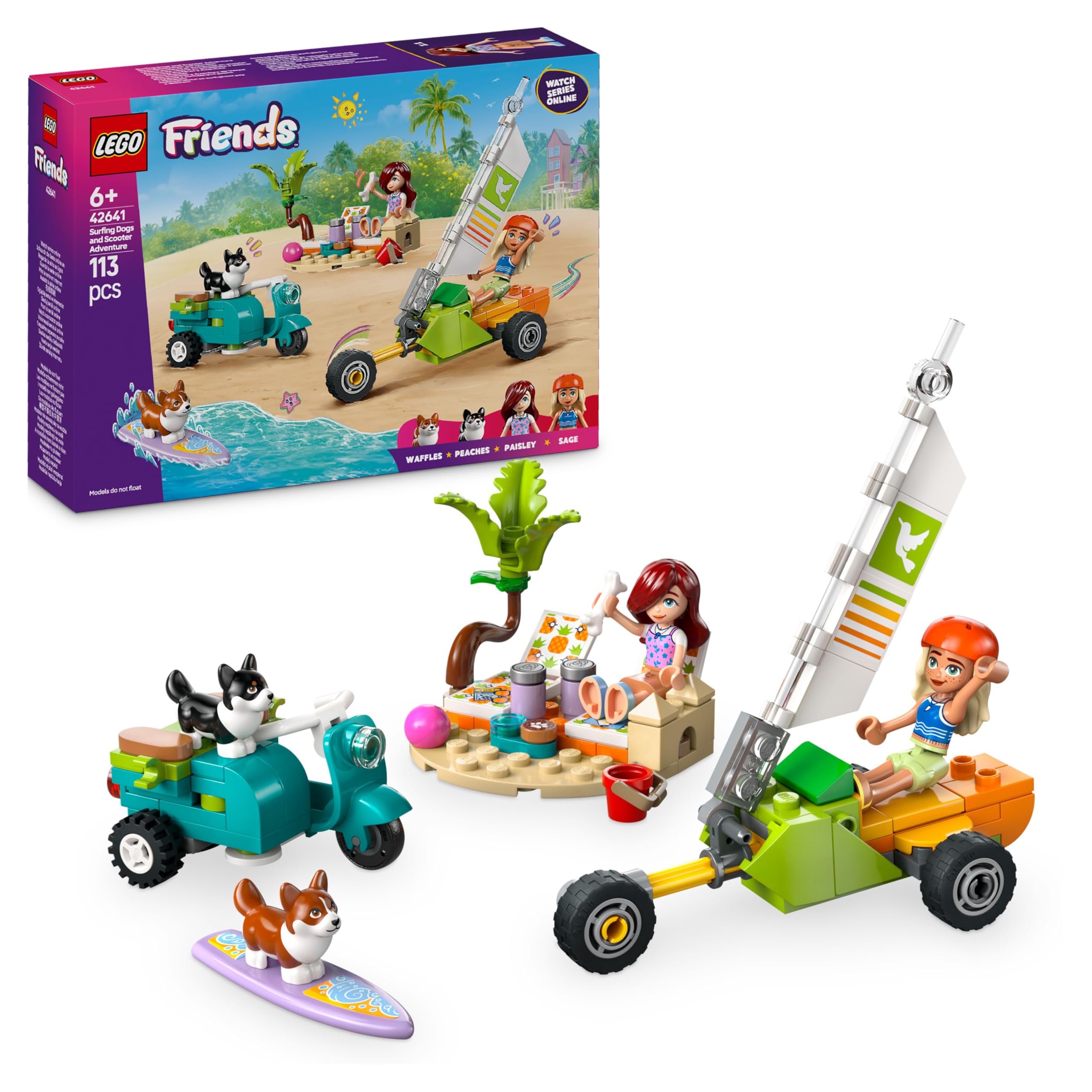 LEGO Friends Surfing Dogs and Scooter Adventure Set - Building Toy with Mini Dolls and Vehicles for Ages 6+ 1