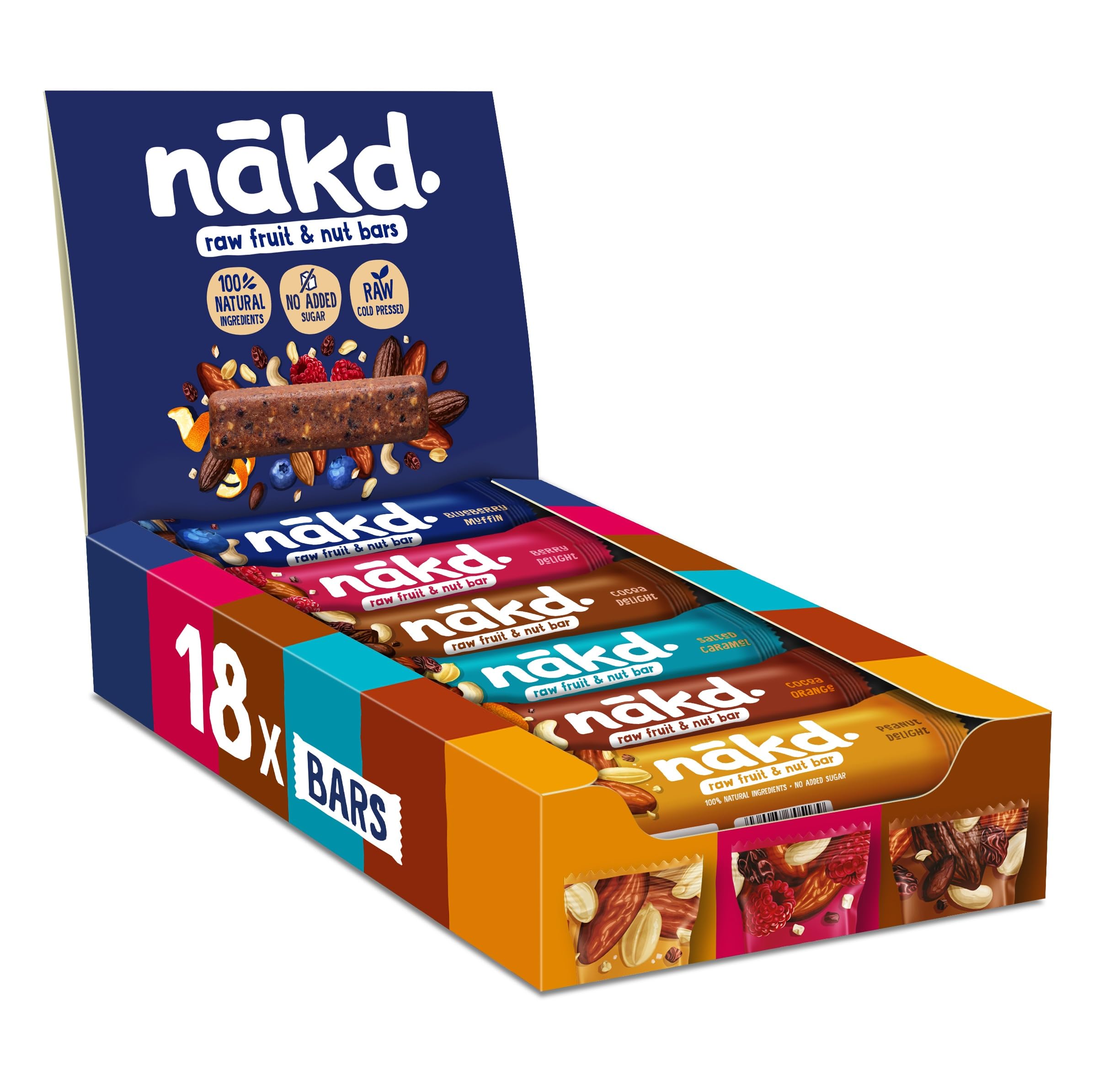 Nakd Raw Fruit & Nut Bar Variety Pack - 18 x 35g - Vegan, Gluten-Free, No Added Sugar 1
