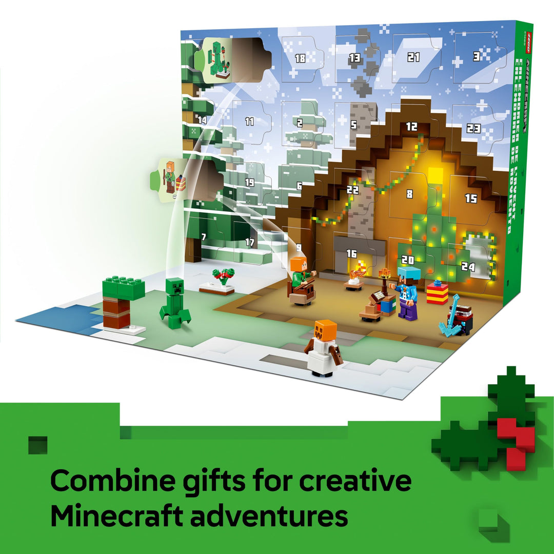 LEGO Minecraft Advent Calendar 2025 - 24-Day Buildable Holiday Toy with Minifigures and Winter Village Set