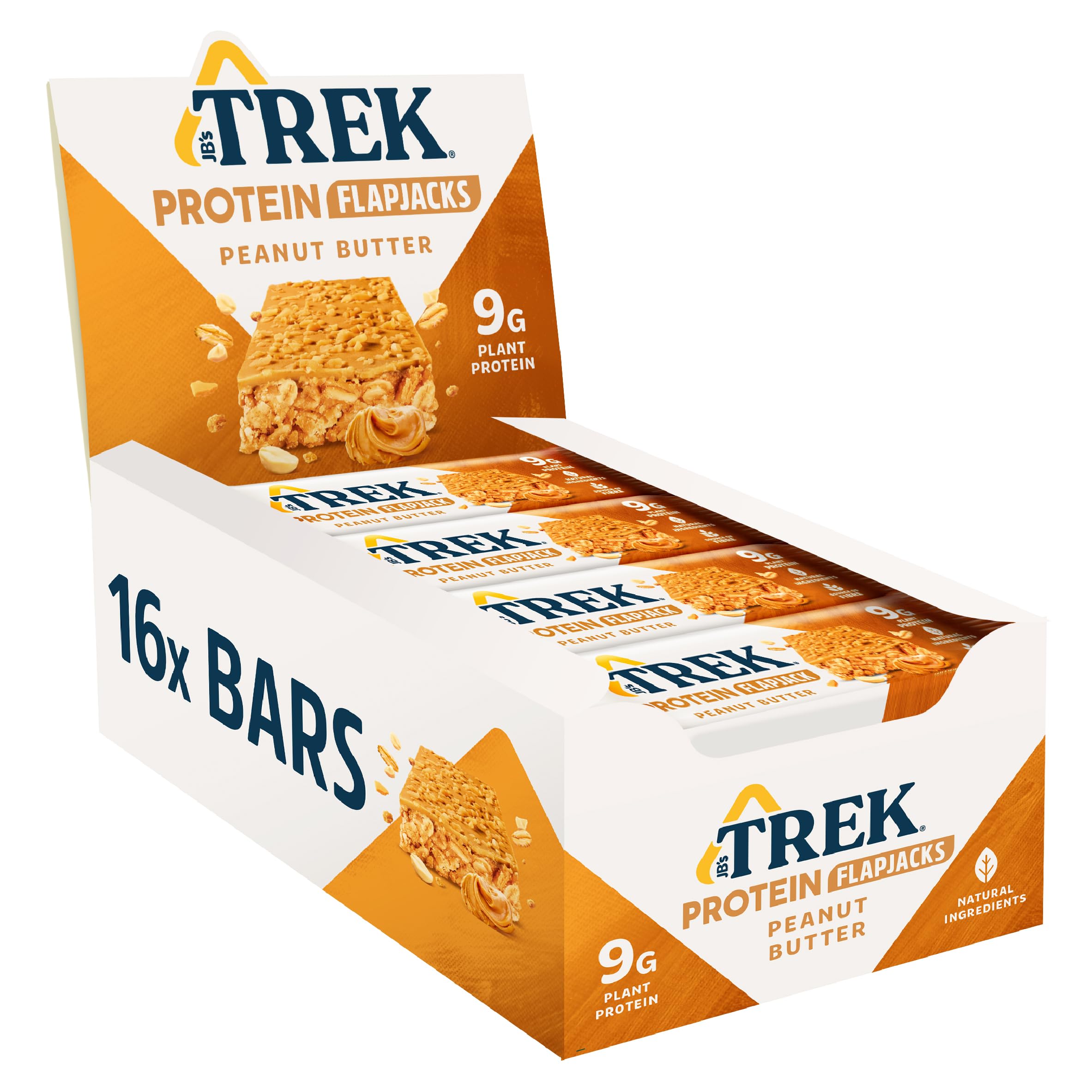 JB's TREK High Protein Flapjack Peanut Butter - Gluten Free Plant Based Protein Bar