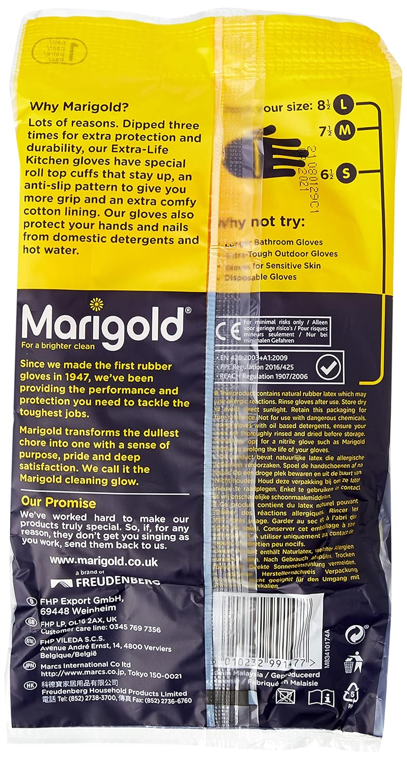 Marigold - Extra-Life Kitchen Gloves Medium, 6-Pack Bundle, Yellow 3