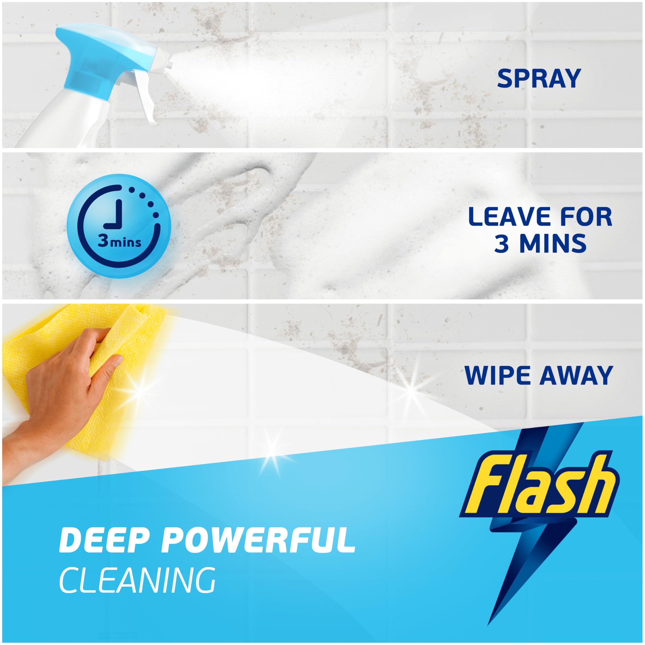 FLASH Bathroom Anti-Bac Spray Cleaner - 800 ml | Kills 99.9% Bacteria | Streak-Free Shine 6