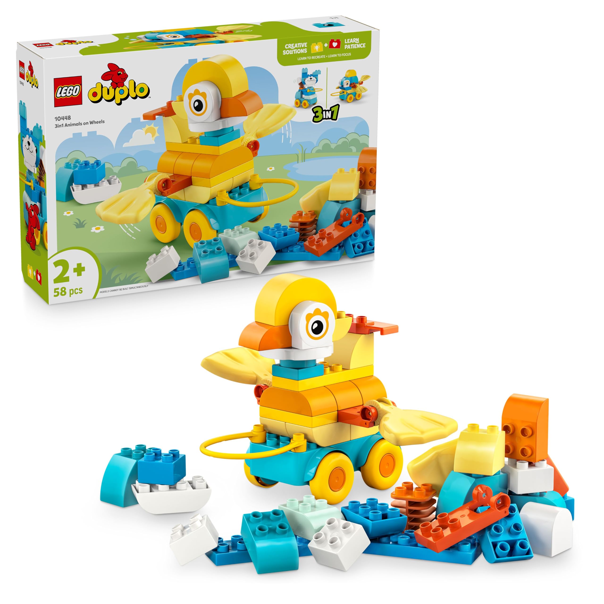 LEGO DUPLO 3in1 Animals on Wheels - Educational Building Toy for Toddlers 2+ 1