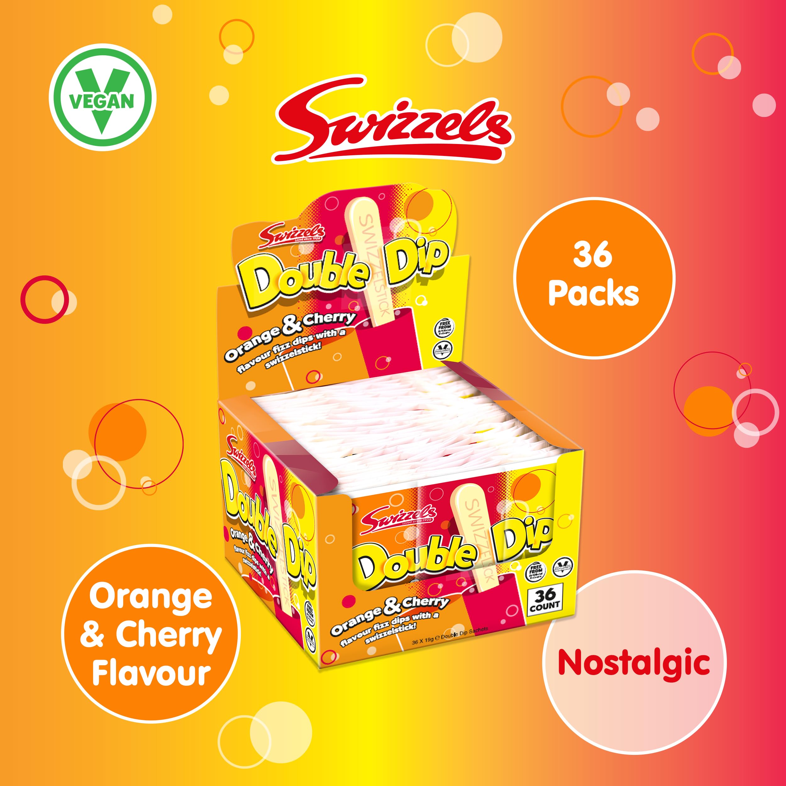 Swizzels Orange and Cherry Double Dip Sherbet Sweets - 36 Sachets (Fizzy Sherbet Dip, No Artificial Colours, Made in UK) 9