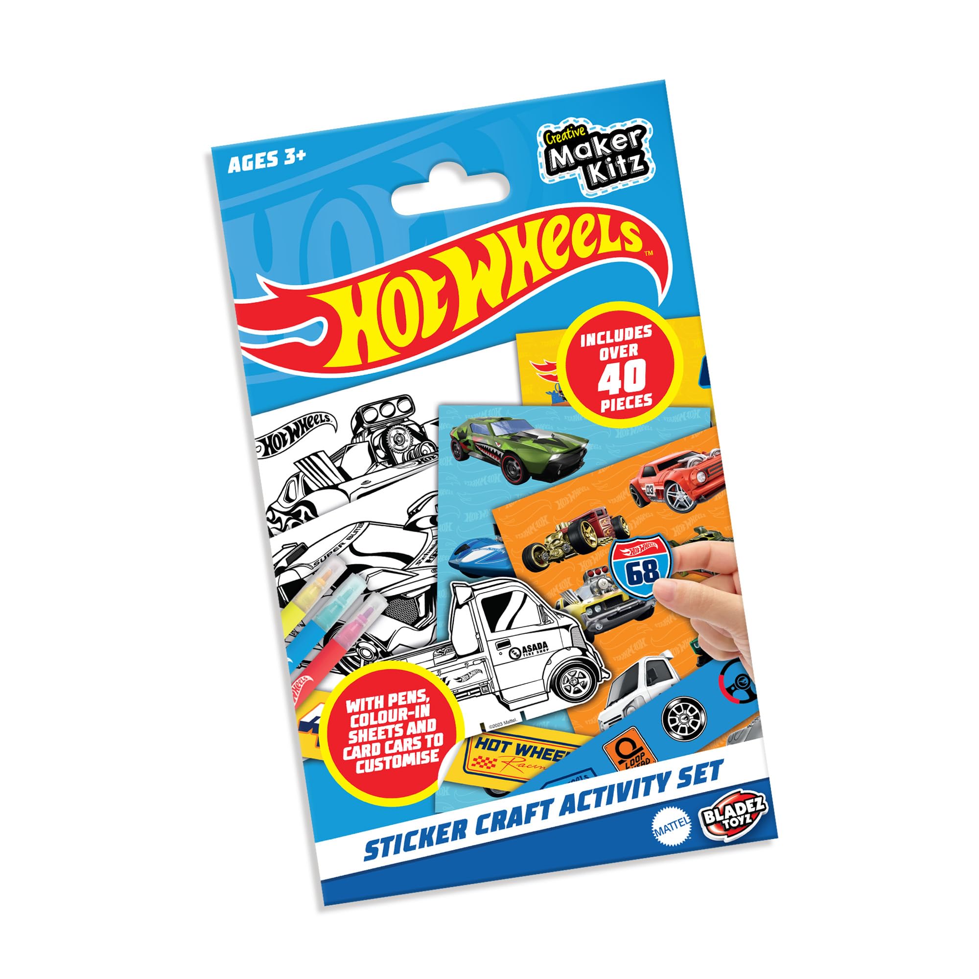 BLADEZ Hot Wheels Sticker Craft Activity Set - 40 Pieces | Peel and Stick | Ages 3+