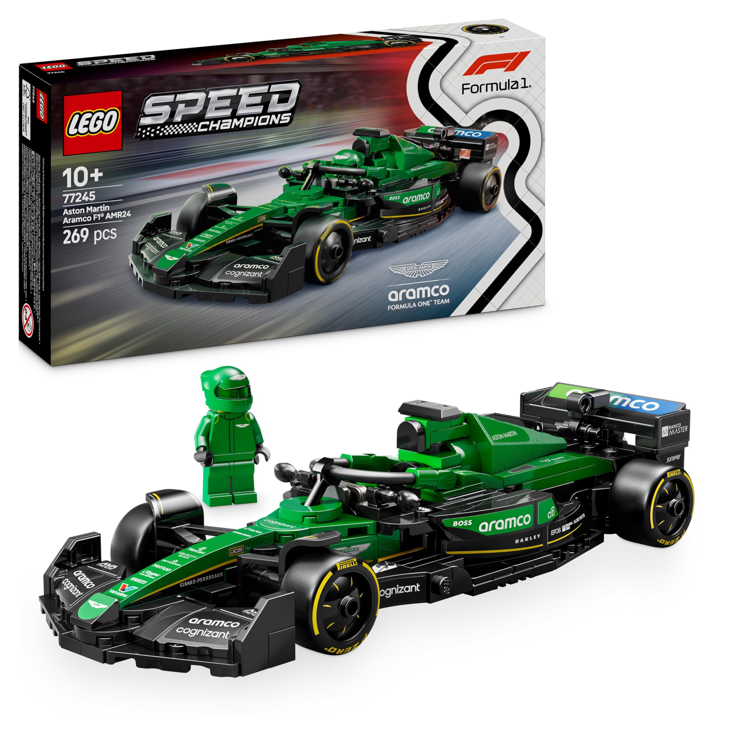 LEGO Speed Champions Aston Martin Aramco F1 AMR24 Race Car Set 77245 | Ages 10+ | Multicolor Plastic 1