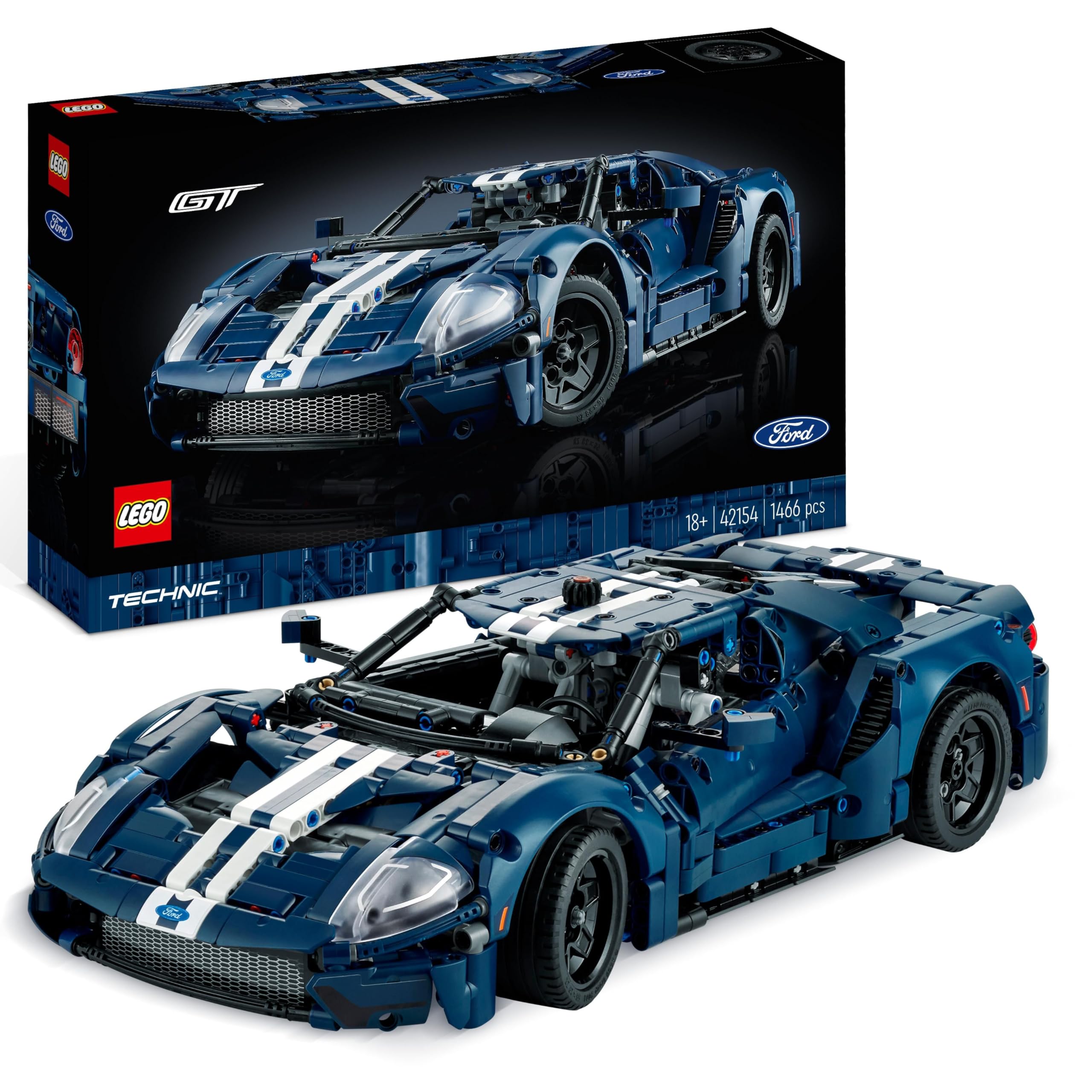 LEGO Technic 42154 2022 Ford GT Car Model Kit | 1:12 Scale | 1,466 Pieces | Ages 18+