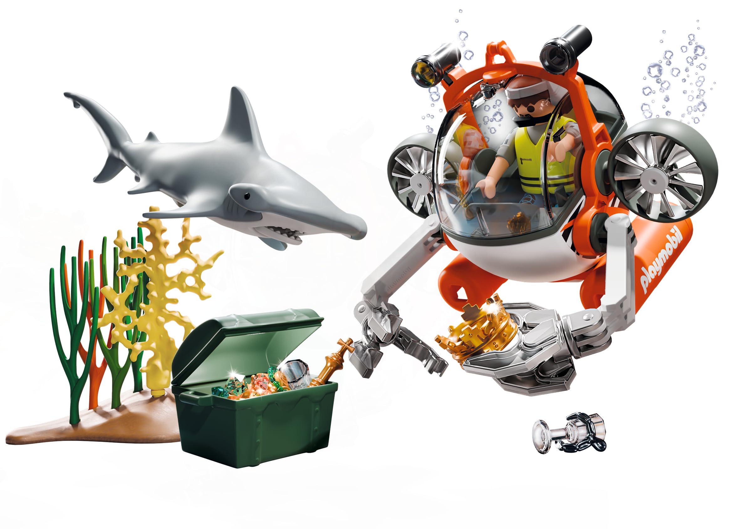 Playmobil Treasure Hunt with Submarine - Floating Playset with Shark & Figures for Ages 4+ 3
