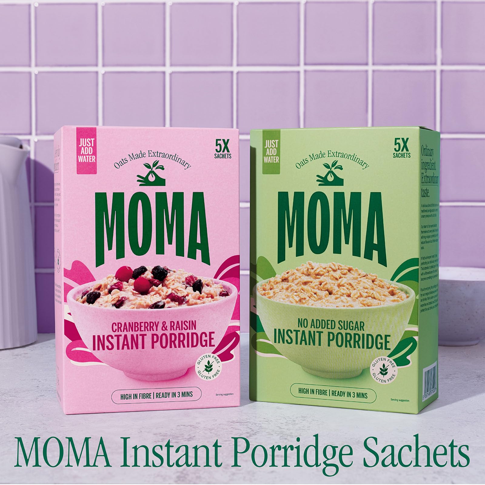 MOMA Foods Instant Porridge Plain No Sugar Sachets | 5 x 65g Wholegrain Oats 7
