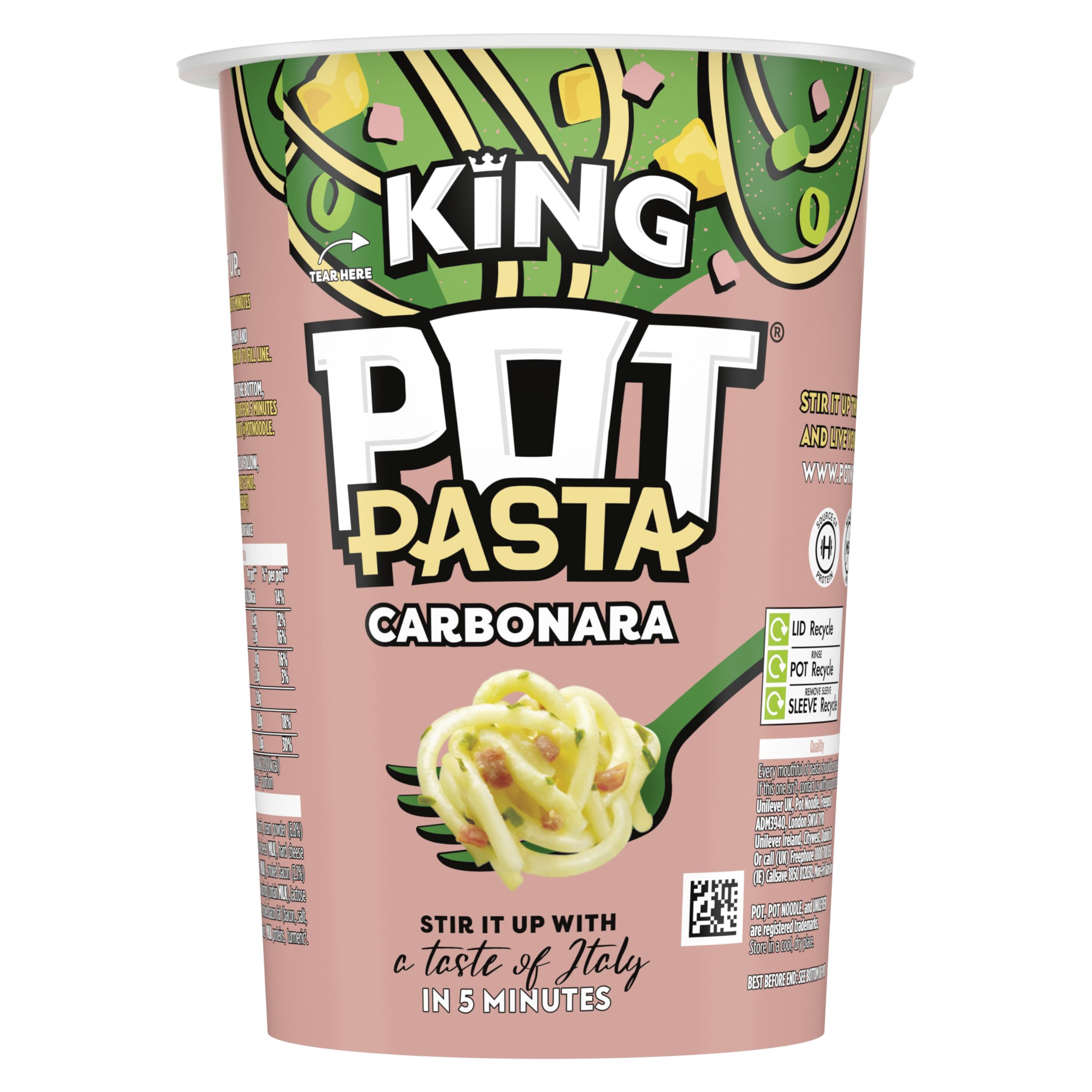 Pot Noodle King Pot Pasta Creamy Carbonara Instant Snack Pot | 8 Pack, 69g Each 2