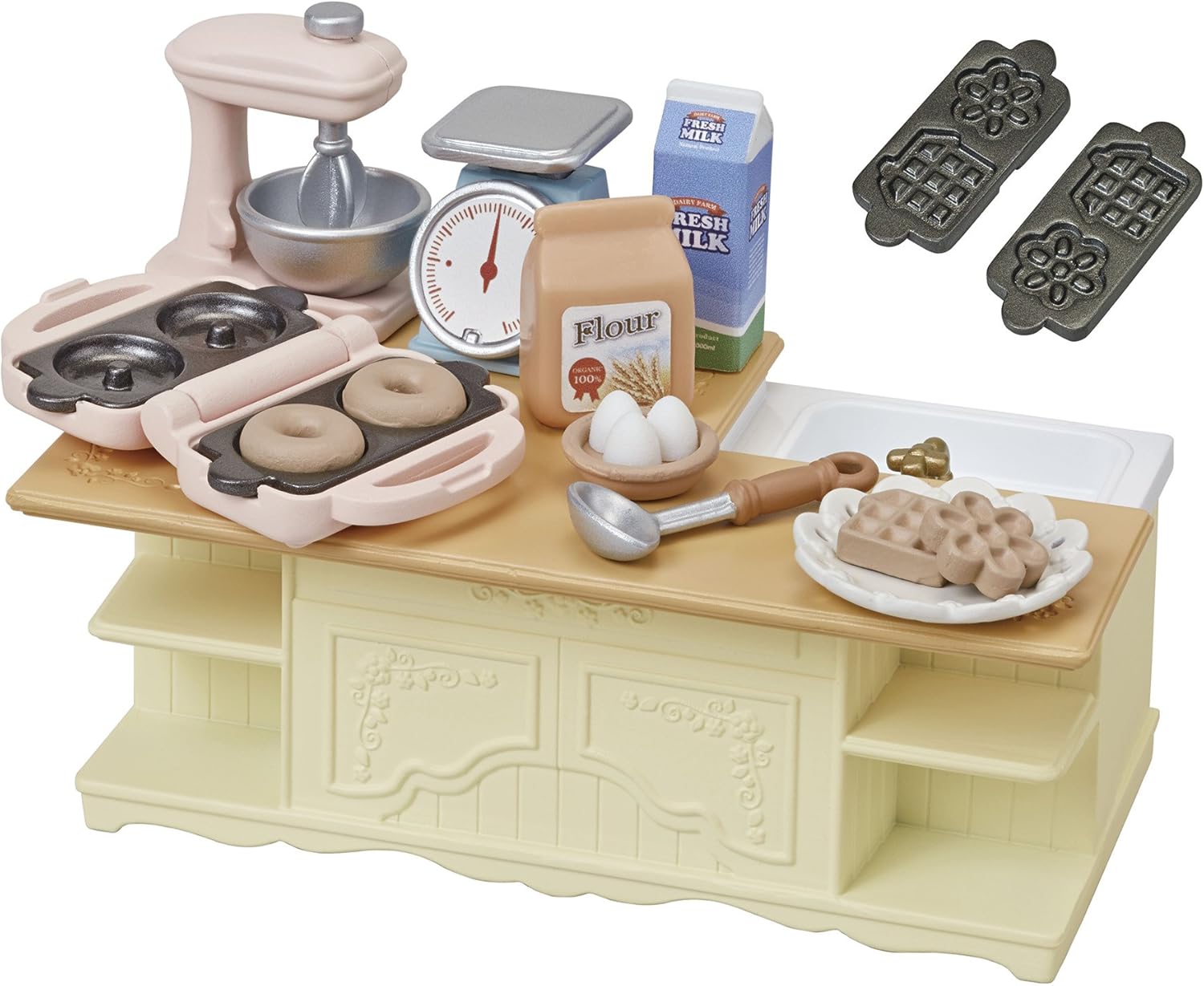 Sylvanian Families 5442 Kitchen Island Playset - Interactive Dollhouse Kitchen with Accessories 5