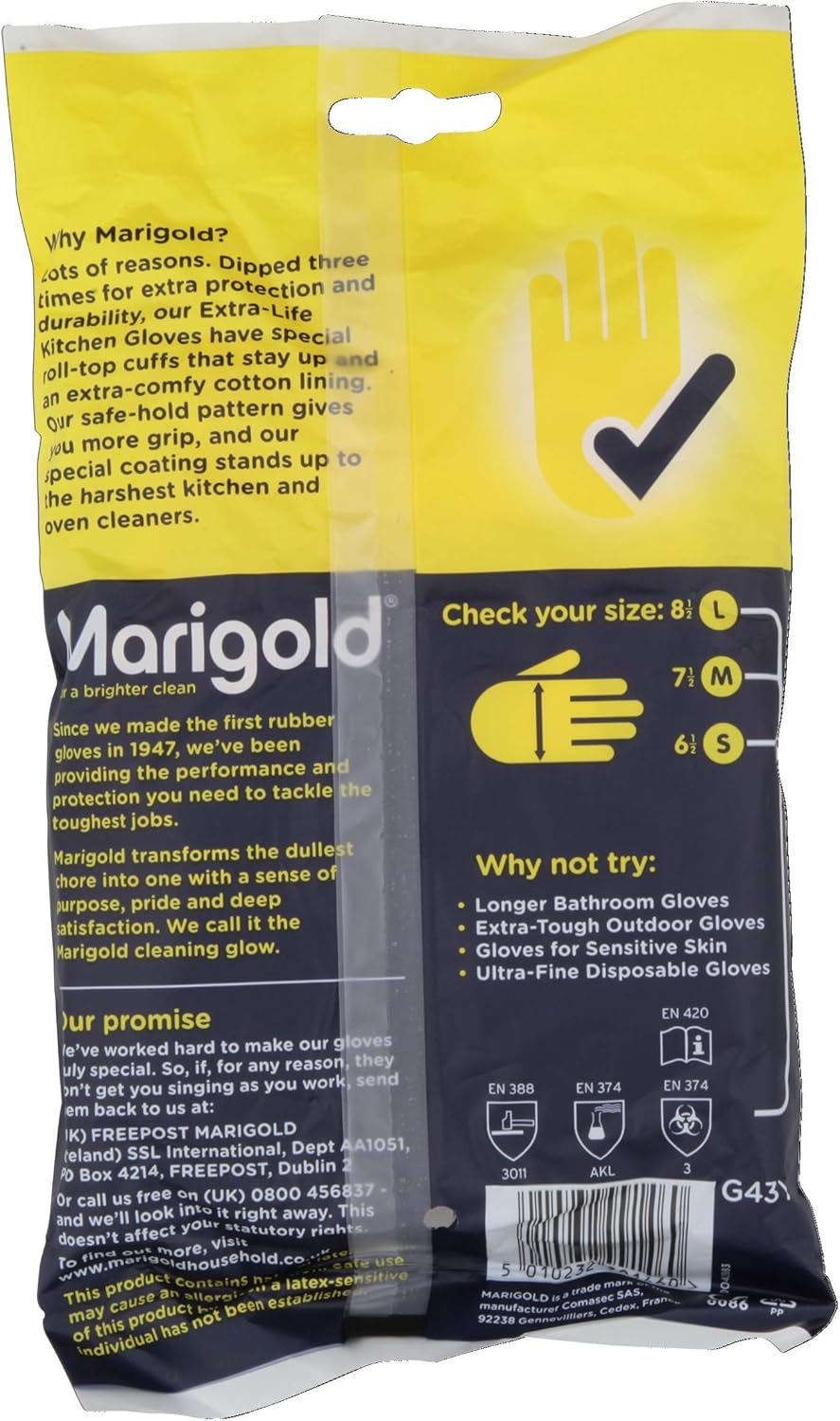 Marigold - Extra Life Kitchen Gloves Large 8