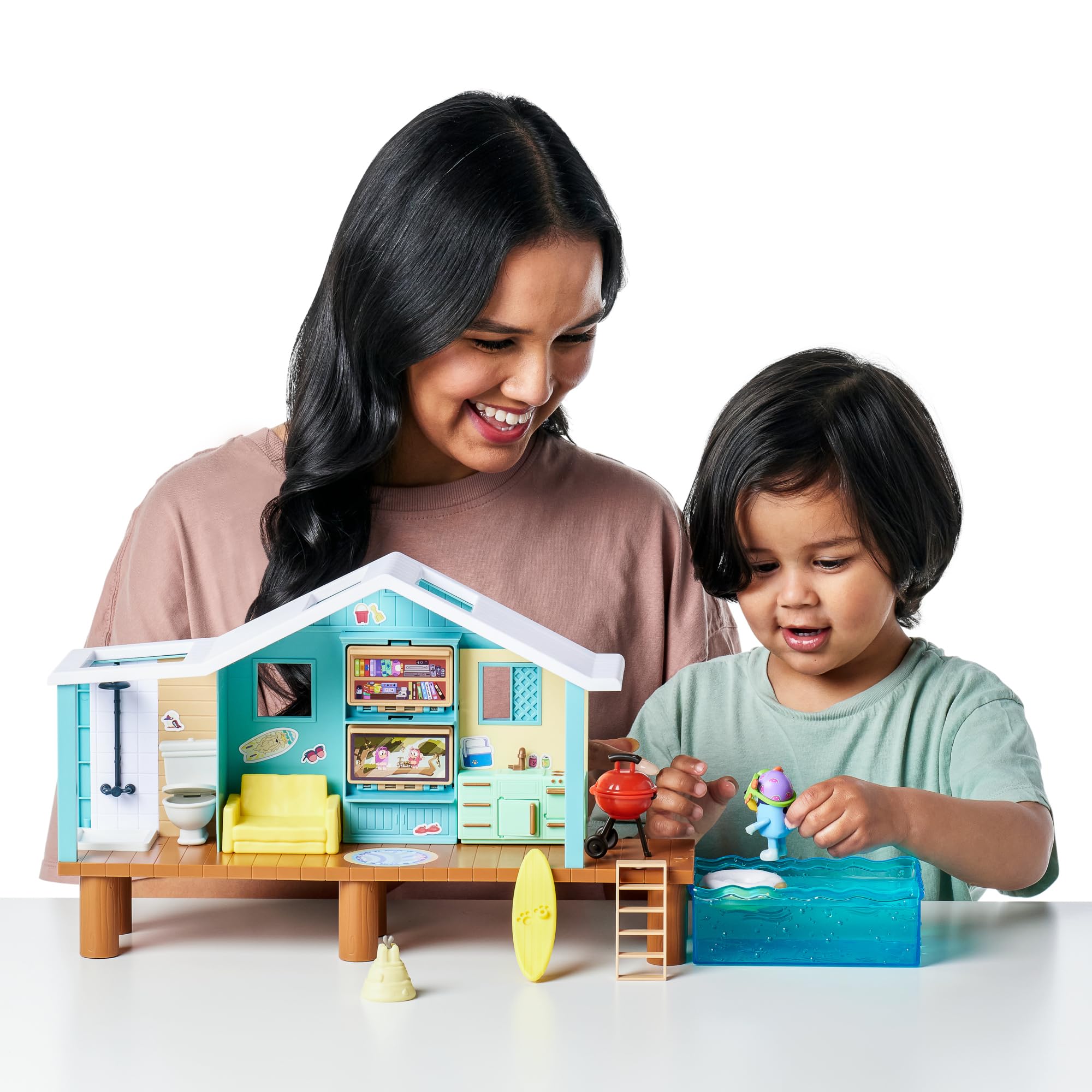 Bluey Beach Cabin Playset - 10+ Piece Playset with Exclusive Figure & Sticker Sheet 8
