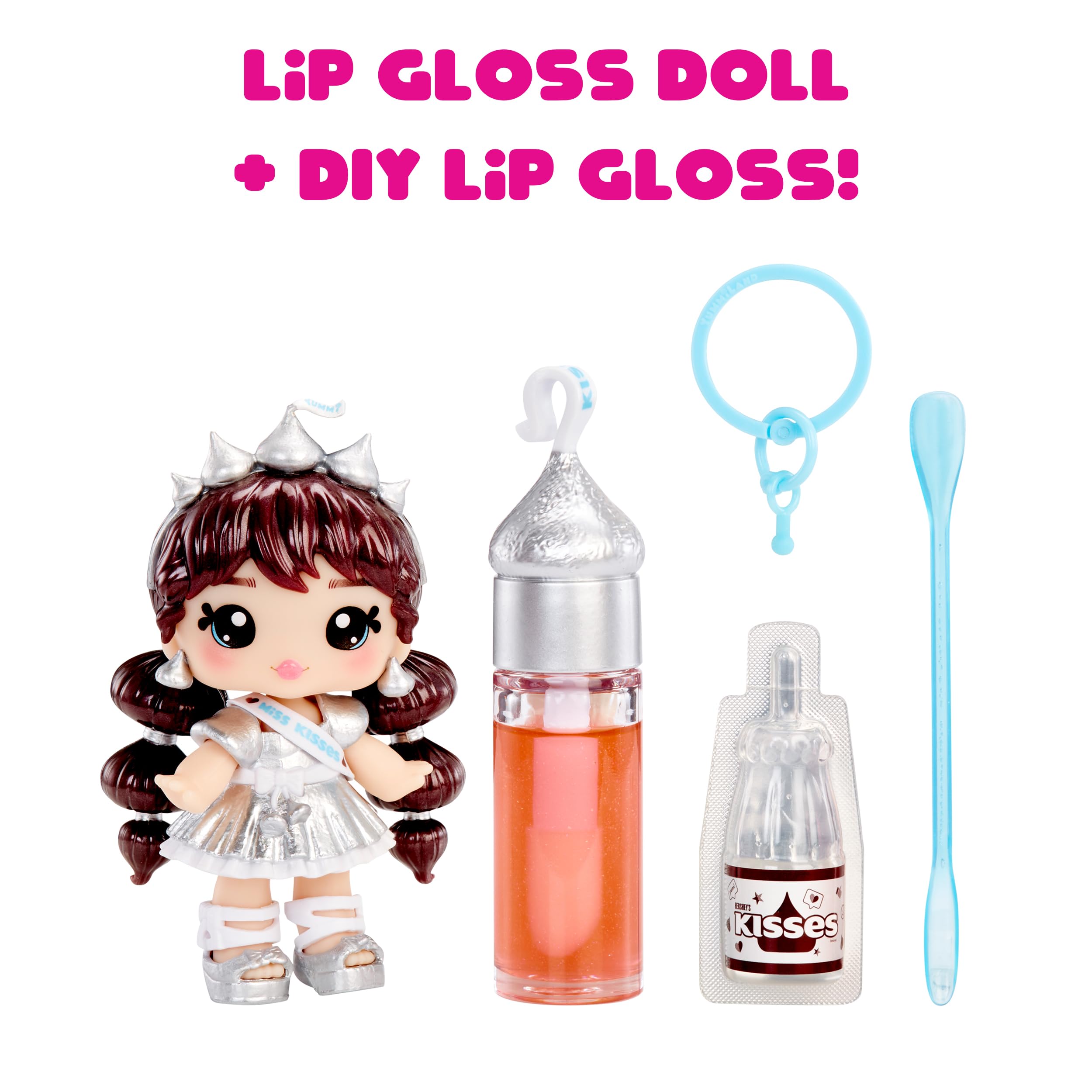 Yummiland x Blow Pop Lip Gloss Doll - Lulu Raspberry DIY Kit with Keychain, Articulated Fashion Doll & Customizable Accessories 5