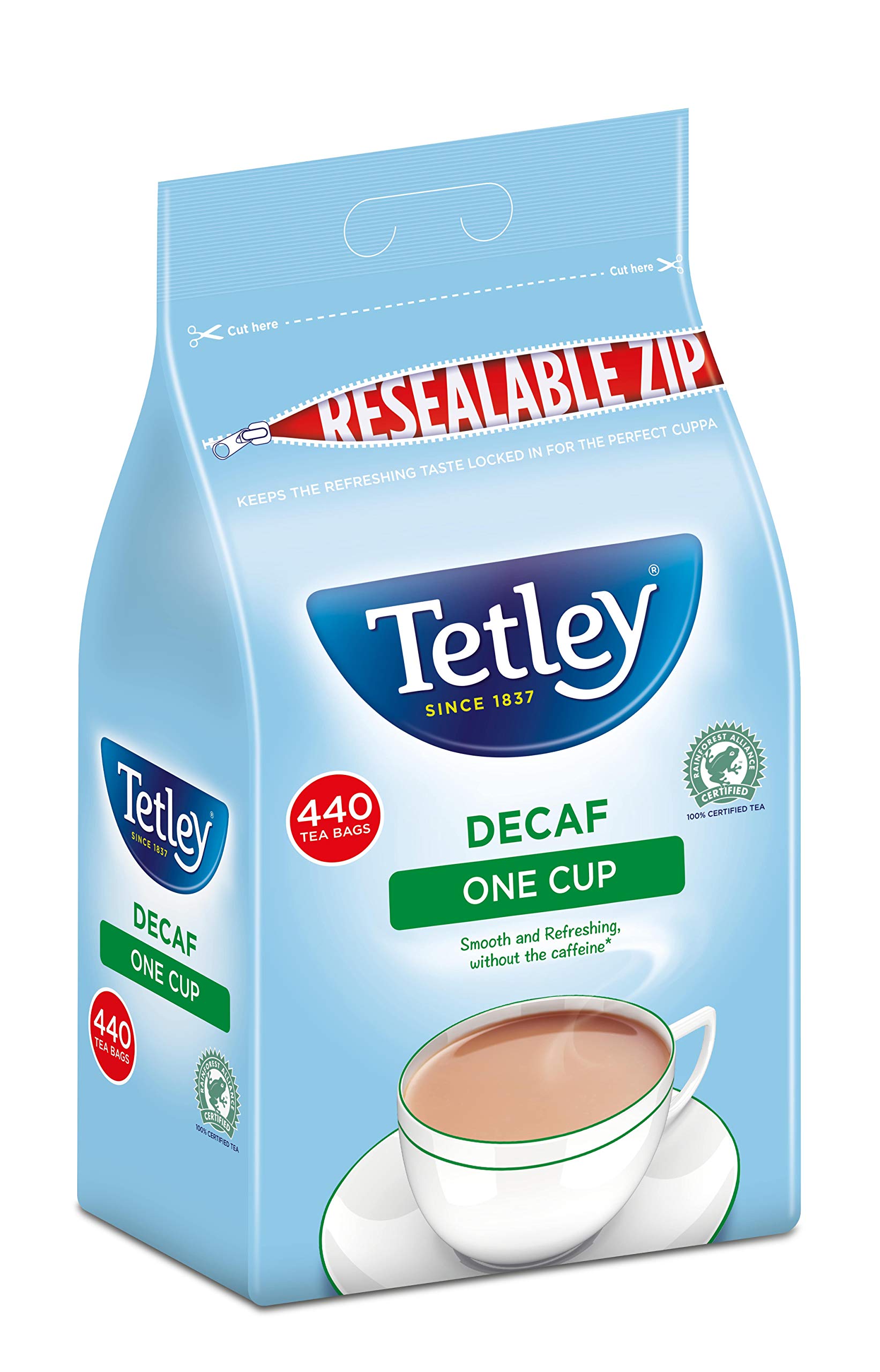 Tetley One Cup Decaf Tea - Pack of 440 Milk-Free Tea Bags 1