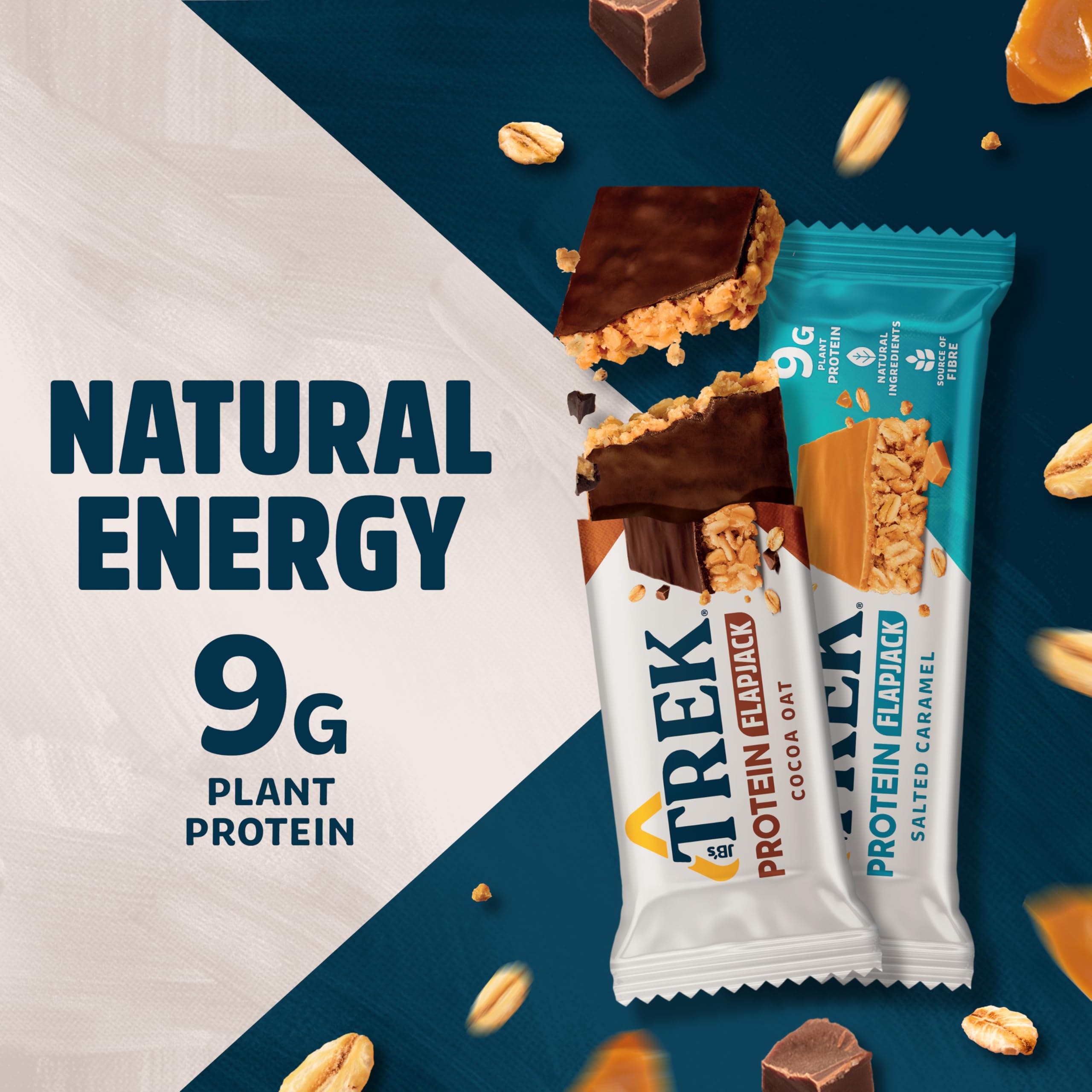 TREK High Protein Flapjack Variety Pack - Gluten Free - Plant Based - Vegan - 800g 8