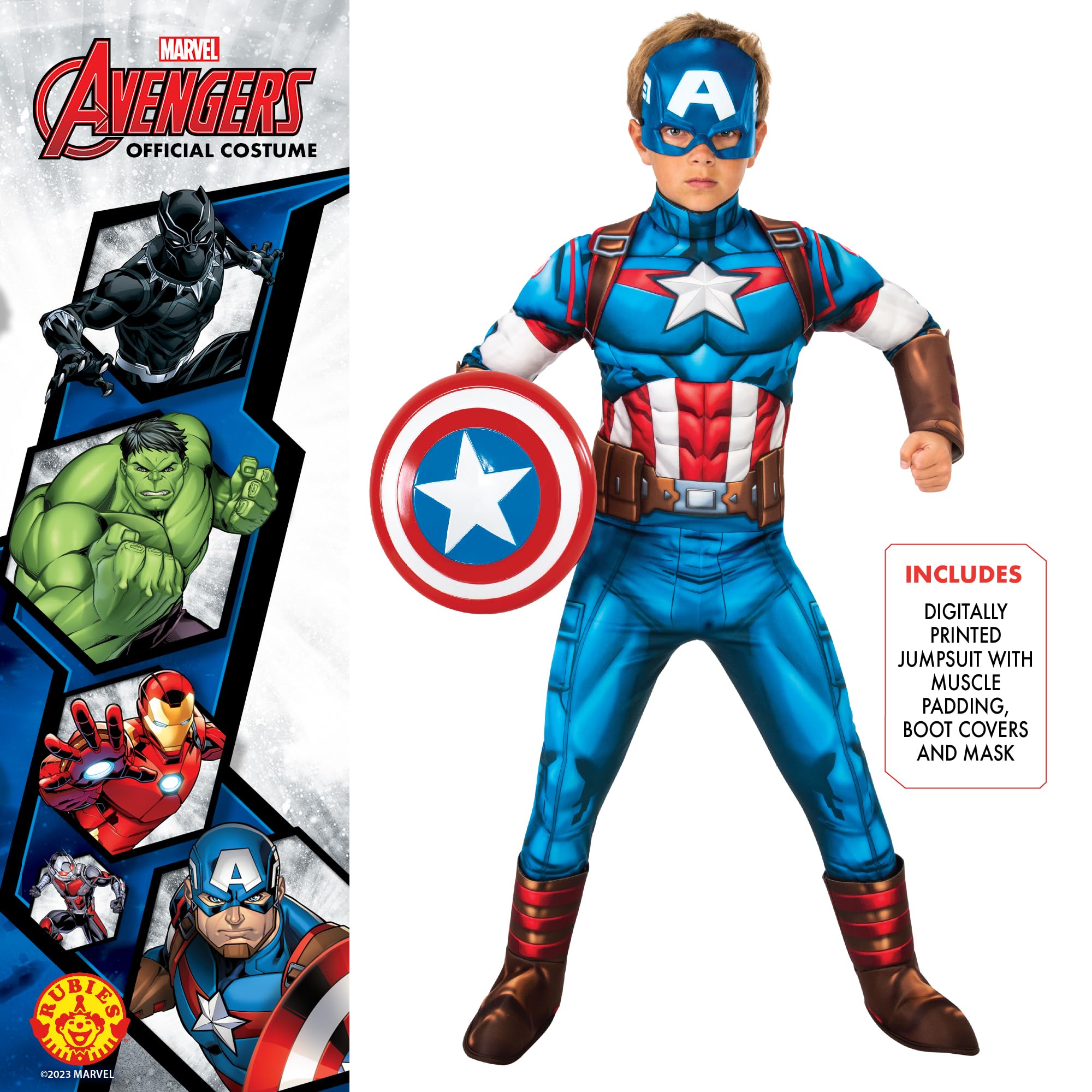 Rubies Captain America Deluxe Kids Fancy Dress Costume - Boys, Age 3-4 Years