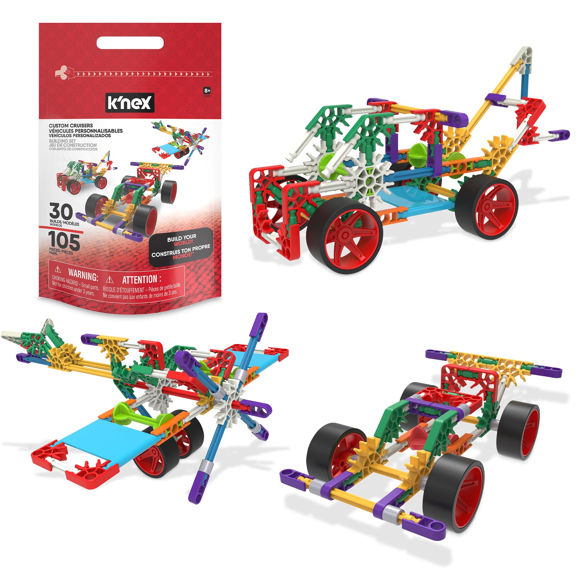 K"NEX Custom Cruisers Building Set - 325 Pieces, 30 Models, STEM Construction Toy for Kids 7+