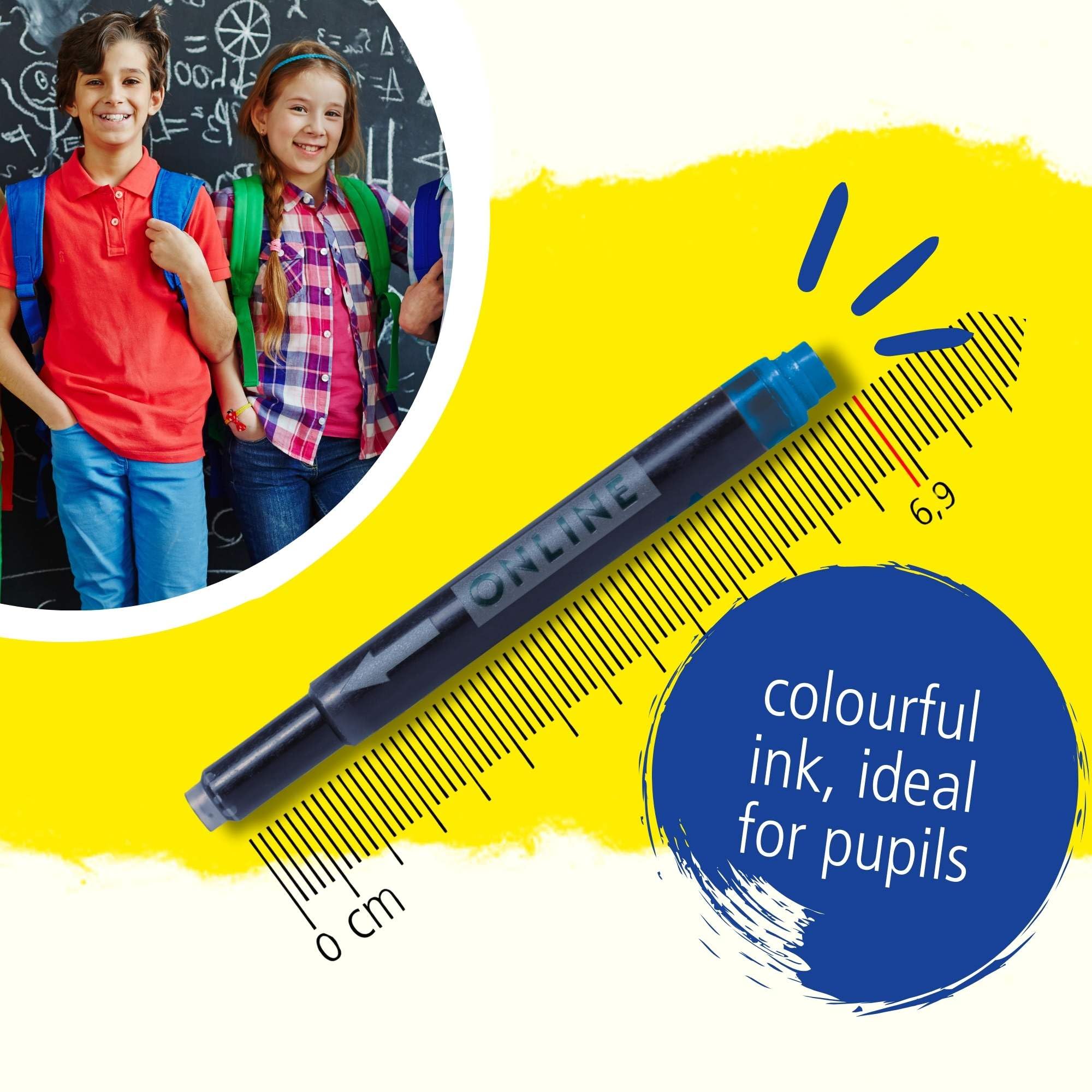 Online Universal Double-Sided Fountain Pen Refills - 5 Pack Royal Blue Ink | Erasable & Washable 5
