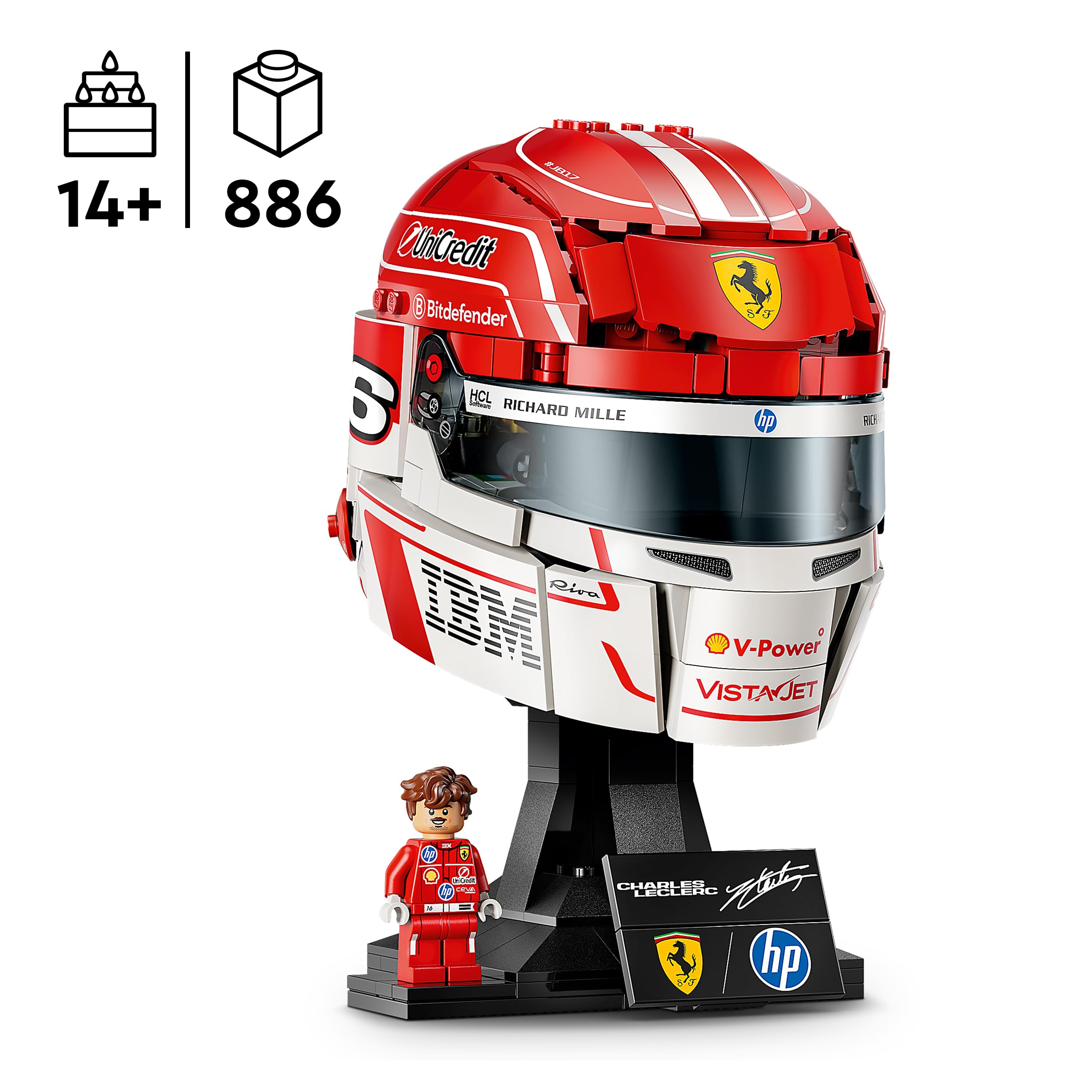 LEGO Editions Scuderia Ferrari HP Charles Leclerc Helmet Building Set | Model 43014 | Ages 14+