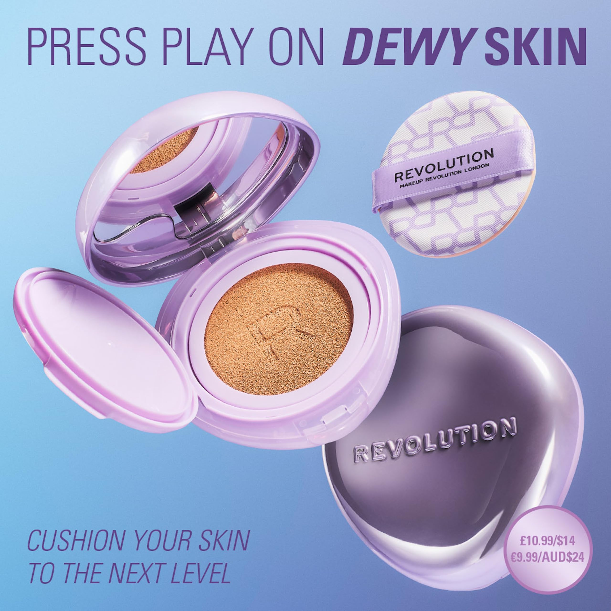 Revolution Beauty London Superdewy Cushion Foundation - Buildable Coverage, Hydrating, Fair Neutral Warm 7