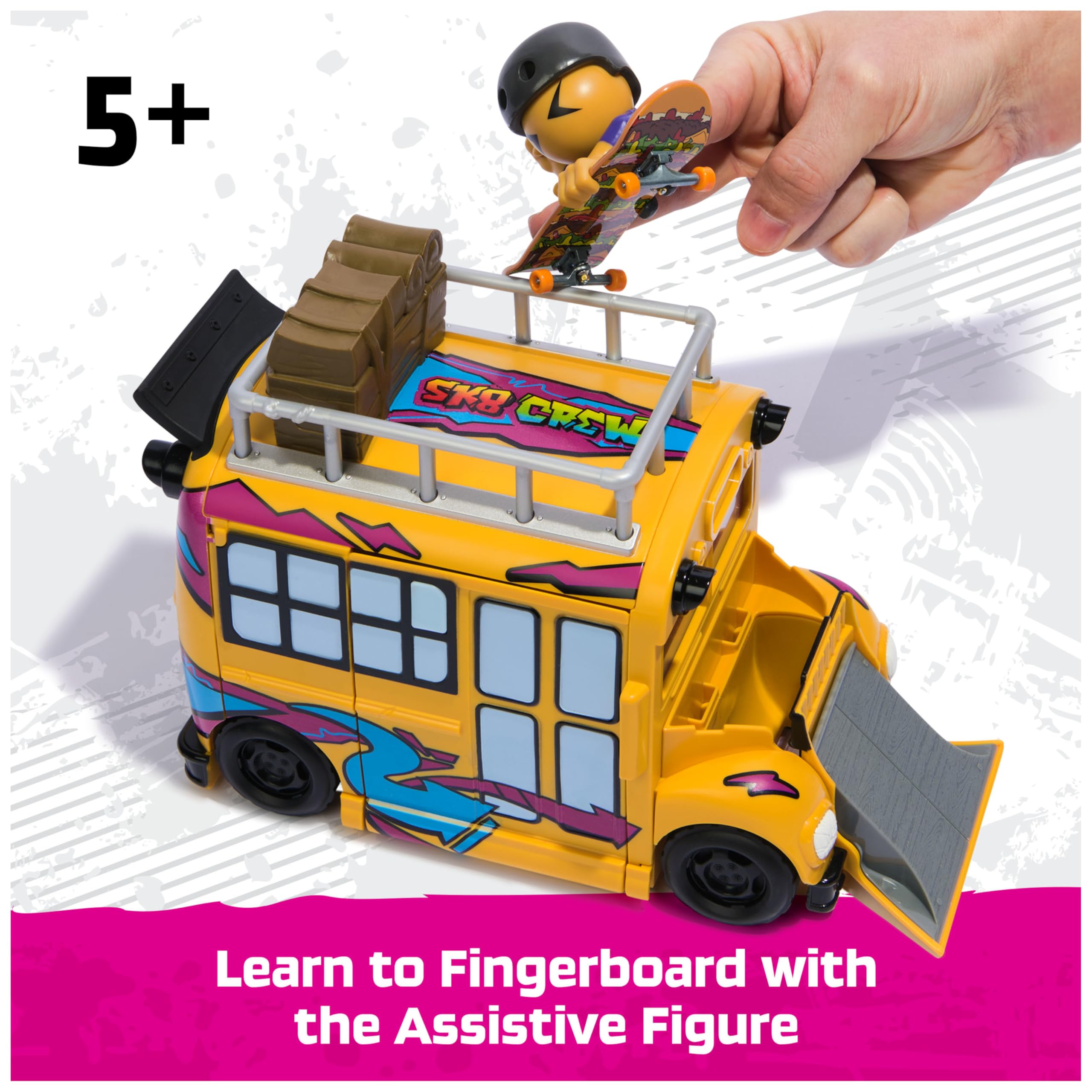 Tech Deck Sk8 Crew 2-in-1 Transforming Ultra Sk8 Bus & Storage with Fingerboard | Ages 5+ 3