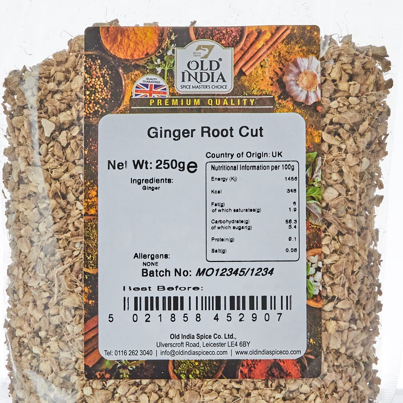 Old India Ginger Root Cut - Whole Spice for Curries & Soups | 250g