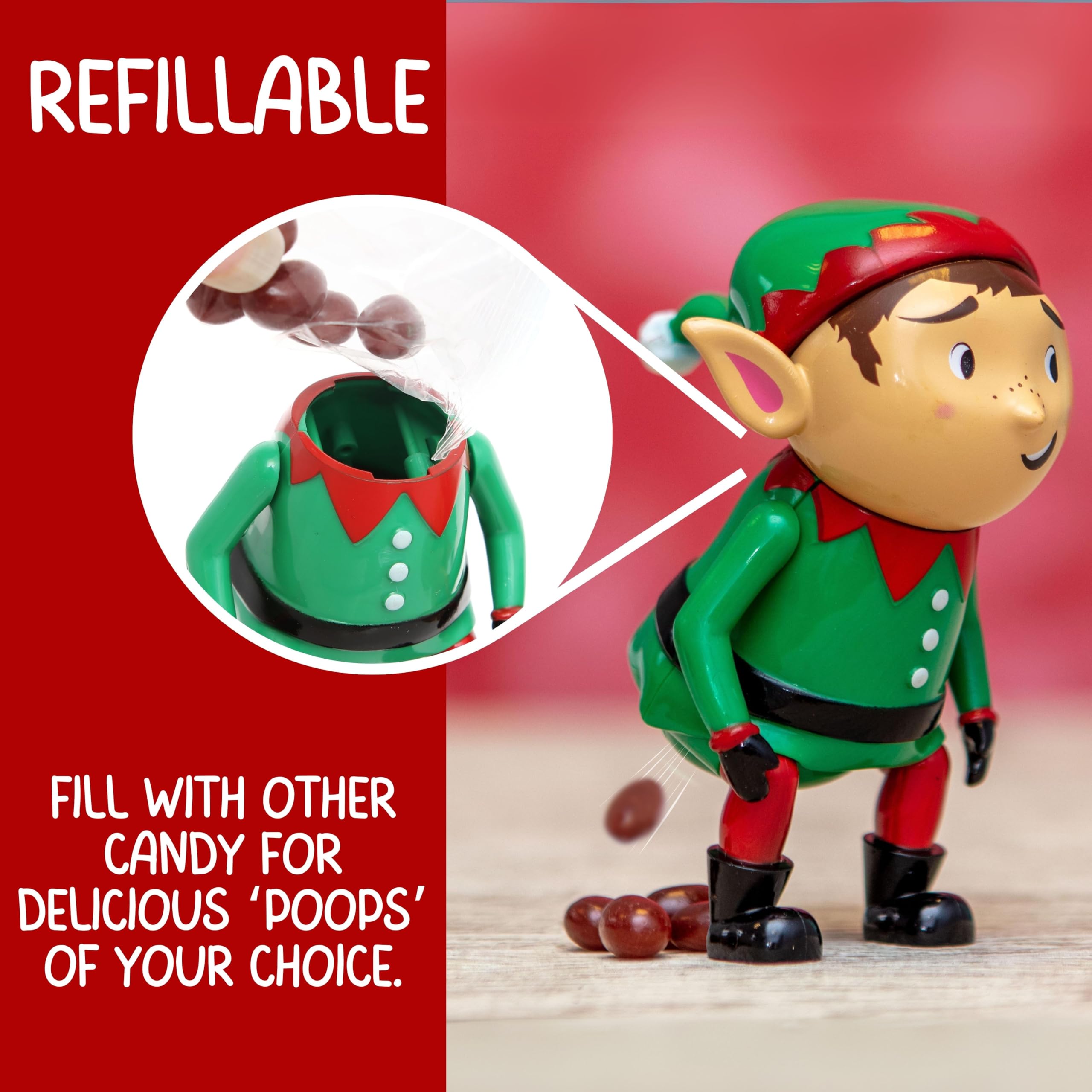 Pooping Elf Toy by Boxer Gifts - Refillable Novelty Stocking Filler for Kids, Brown 9