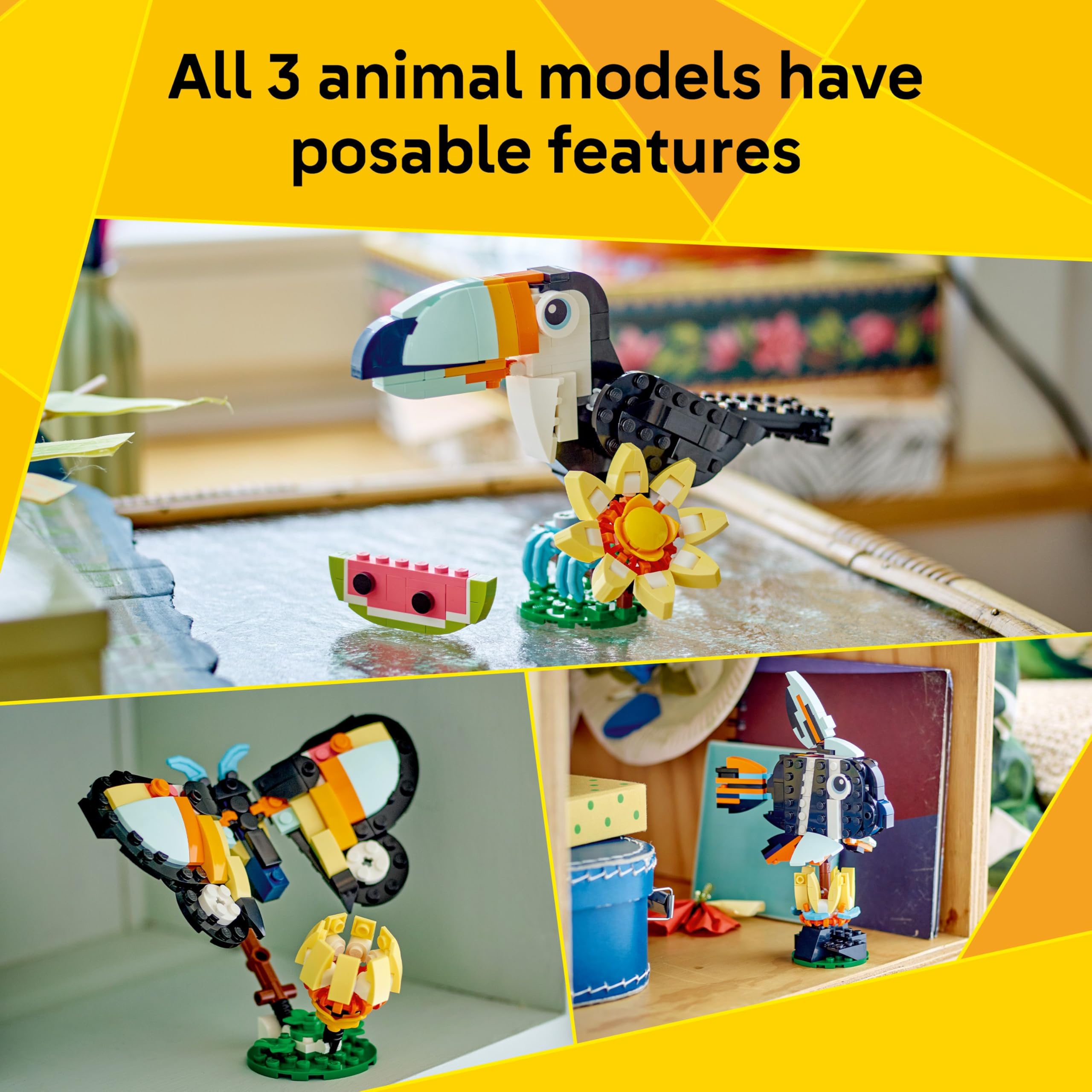 LEGO Creator 3in1 Wild Animals: Tropical Toucan with Flower Building Set - 225 Pieces 3