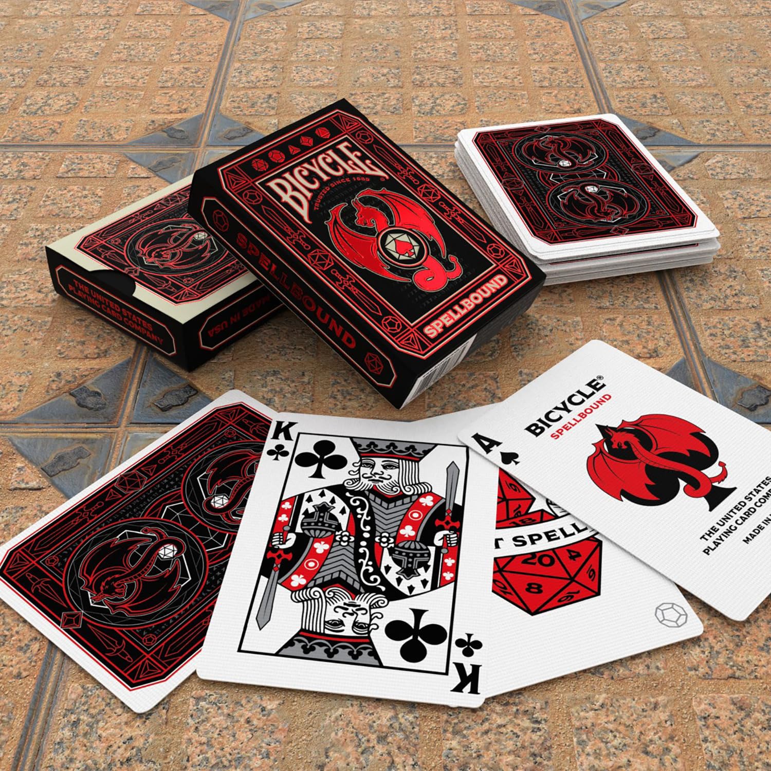 Bicycle Spellbound Designer Playing Cards Deck - Grey with Red Holographic Foil Tuck | Air Cushion Finish 4