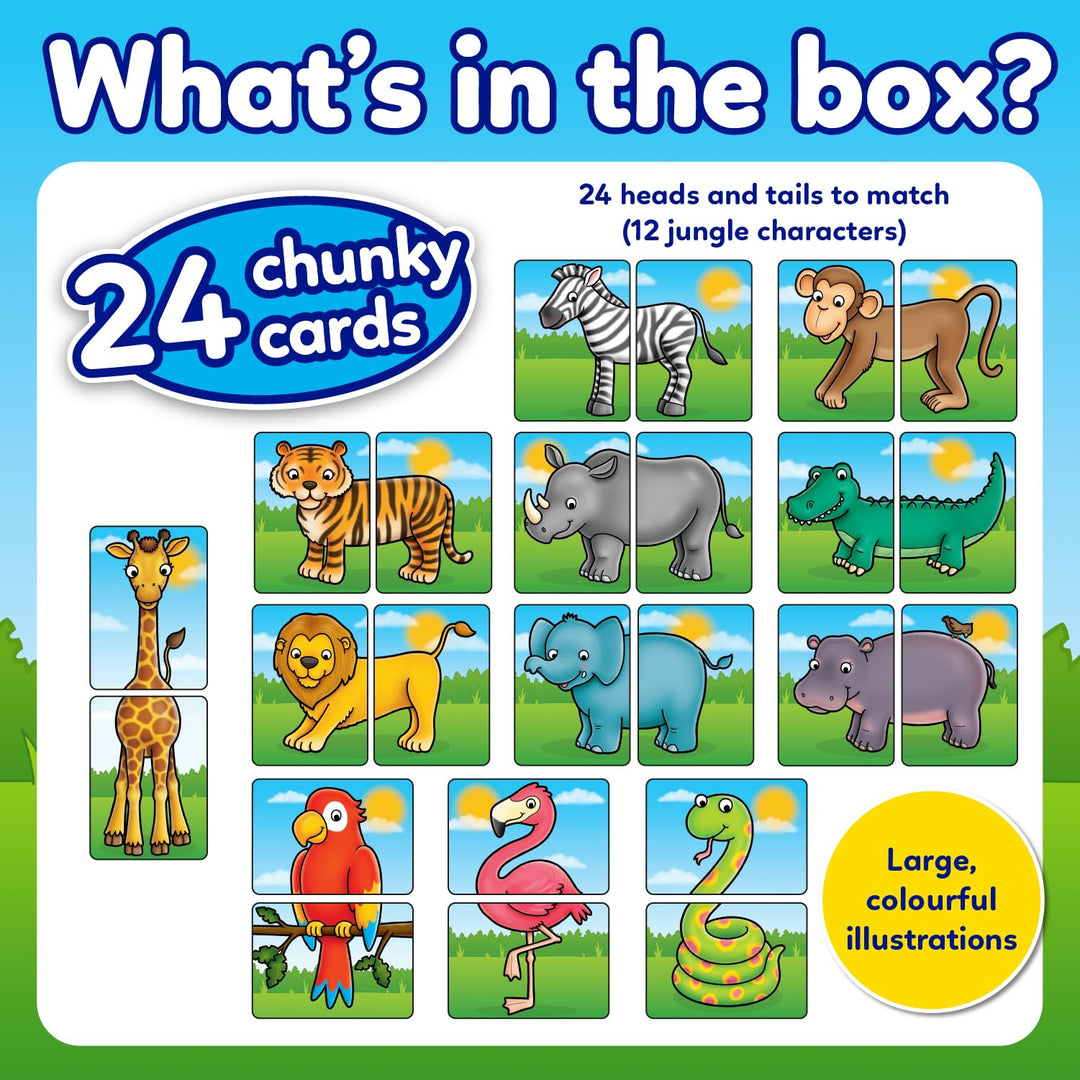 Orchard Toys Jungle Heads and Tails Card Game - 2-in-1 Matching & Memory Game for Toddlers