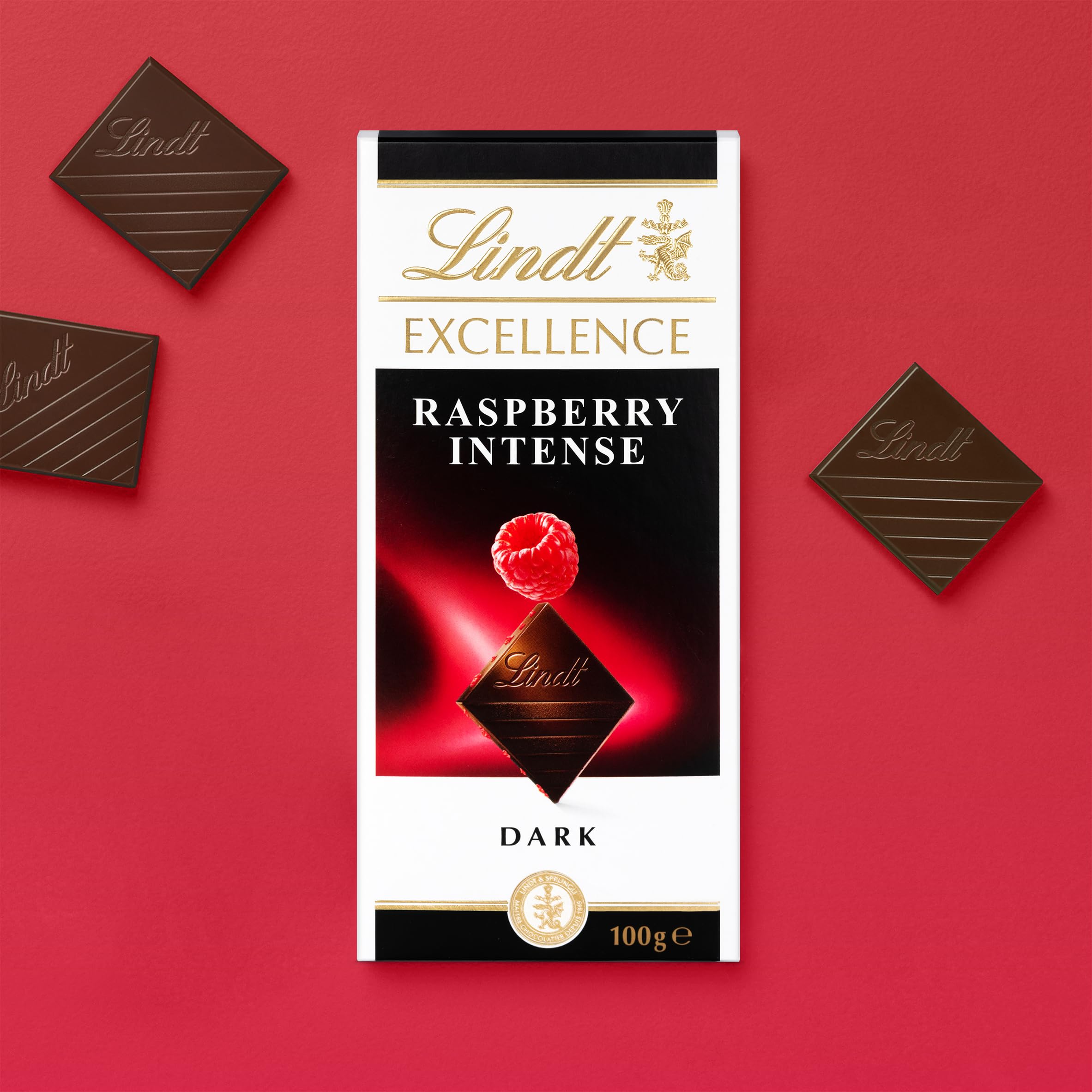 Lindt Excellence Dark Raspberry Chocolate Bar - 100g Dark Chocolate with Dried Raspberry Pieces 6